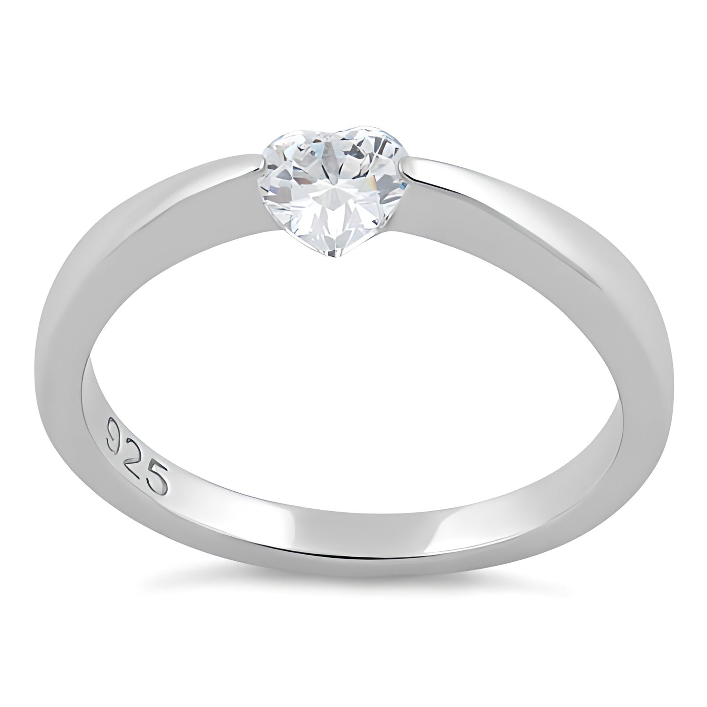 Sterling Silver Heart Clear CZ Ring for Women, Heart Cubic Zirconia, Promise Ring Gift view 2