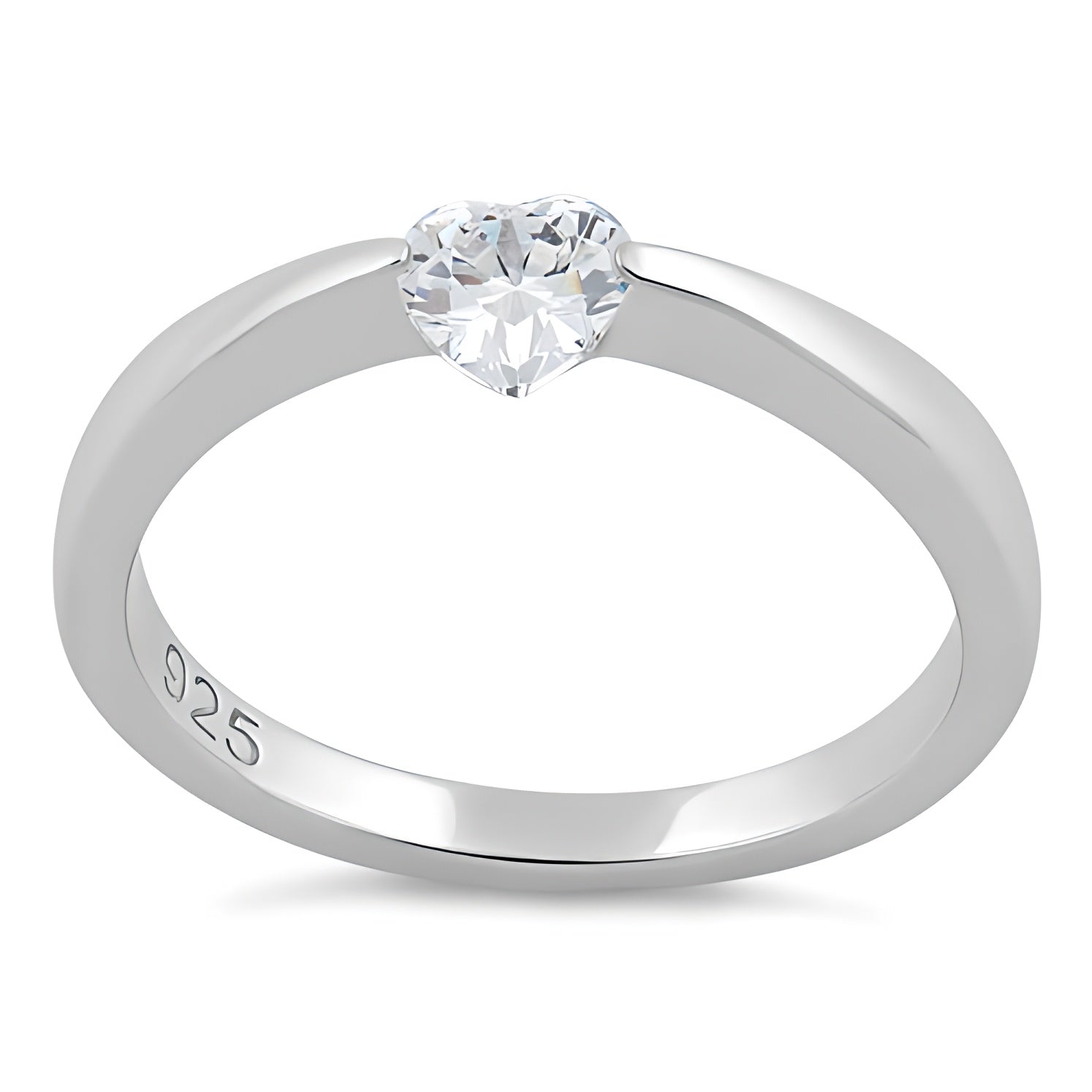 Sterling Silver Heart Clear CZ Ring for Women, Heart Cubic Zirconia, Promise Ring Gift view 2