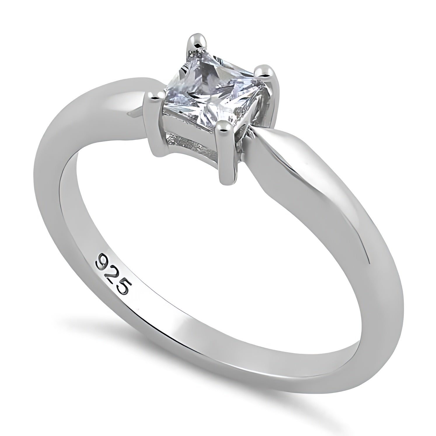 Sterling Silver Square Clear CZ Ring for Women, Square Cubic Zirconia, Promise Ring Gift