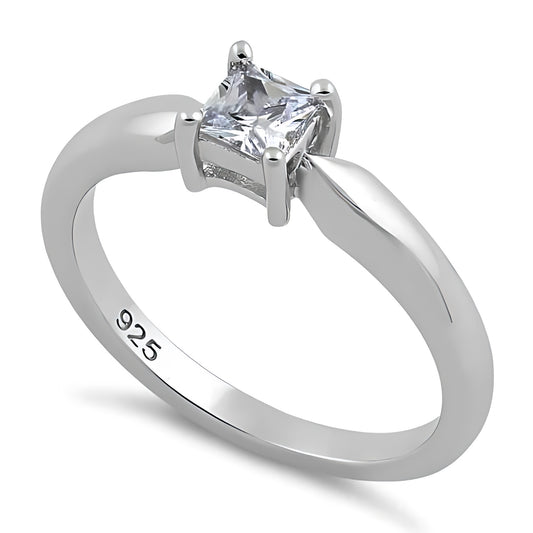 Sterling Silver Square Clear CZ Ring for Women, Square Cubic Zirconia, Promise Ring Gift