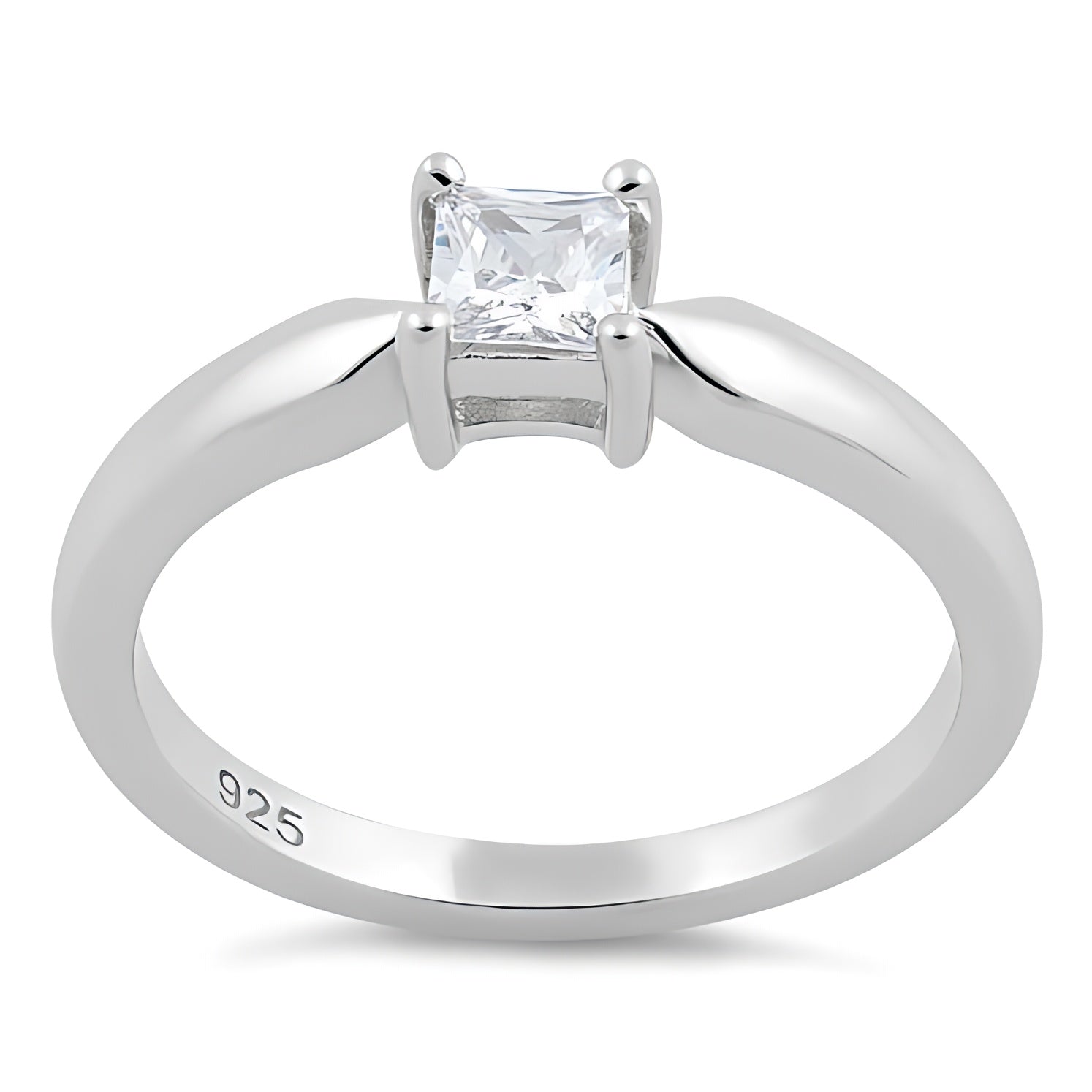 Sterling Silver Square Clear CZ Ring for Women, Square Cubic Zirconia, Promise Ring Gift view 2