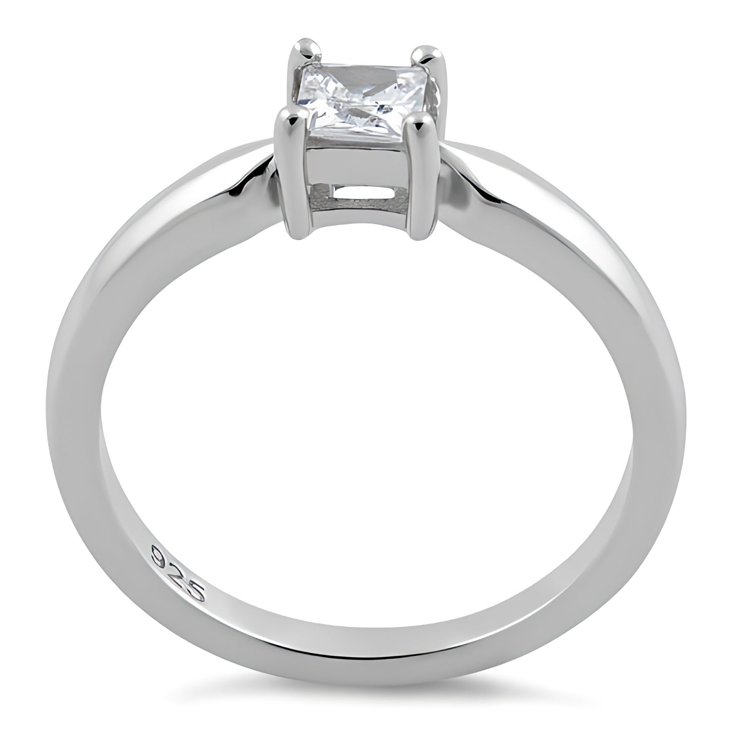 Sterling Silver Square Clear CZ Ring for Women, Square Cubic Zirconia, Promise Ring Gift view 3