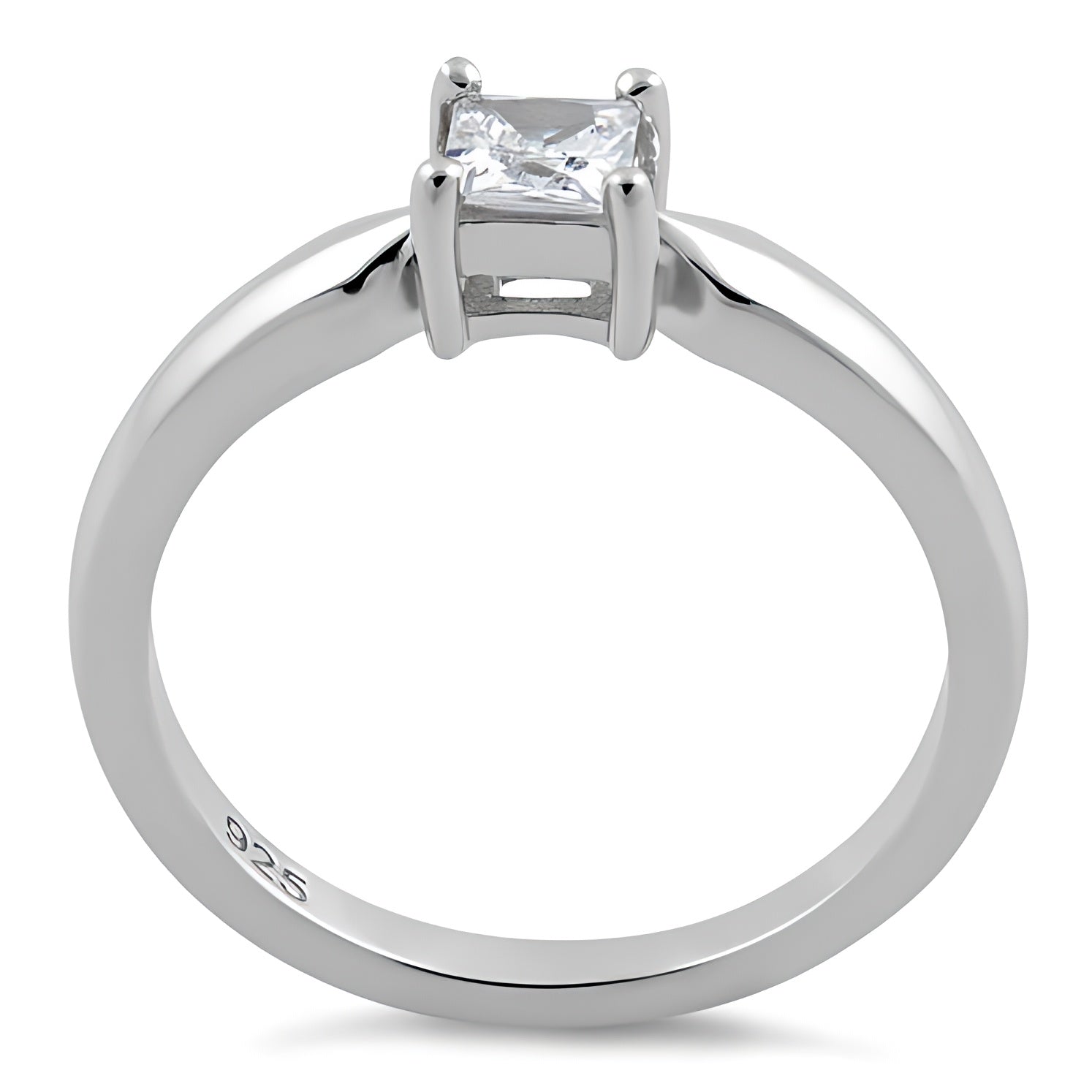 Sterling Silver Square Clear CZ Ring for Women, Square Cubic Zirconia, Promise Ring Gift view 3
