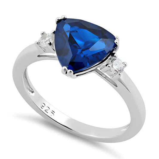 Sterling Silver Trillion Cut Blue Spinel CZ Ring for Women, Trillion Cubic Zirconia, Promise Ring Gift