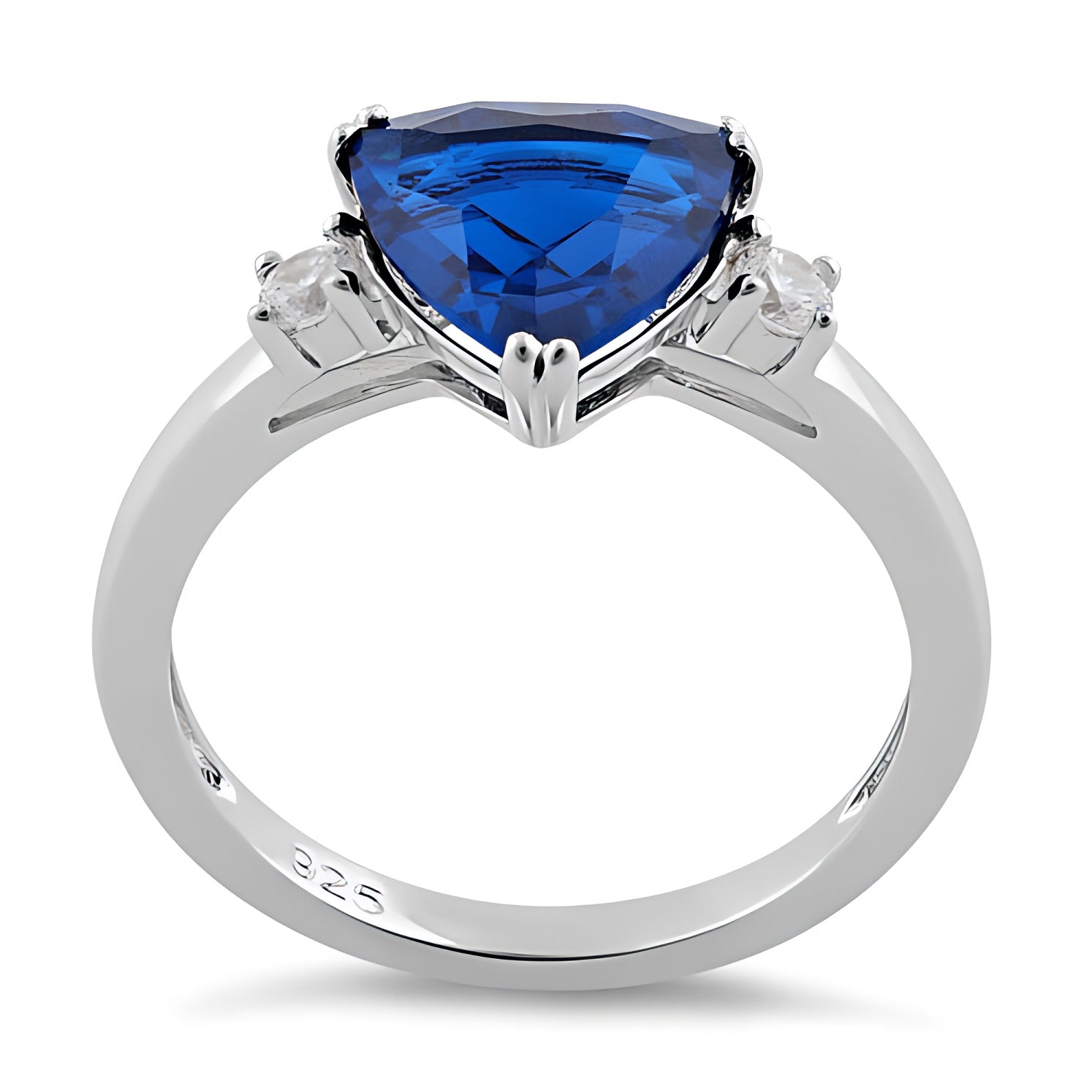Sterling Silver Trillion Cut Blue Spinel CZ Ring for Women, Trillion Cubic Zirconia, Promise Ring Gift view 3