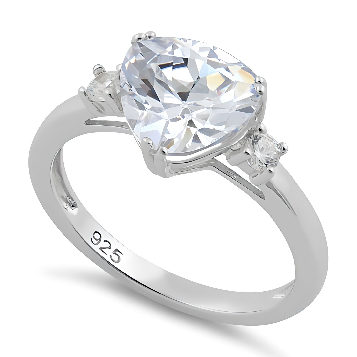 Sterling Silver Trillion Cut Clear CZ Ring for Women, Trillion Cubic Zirconia, Promise Ring Gift
