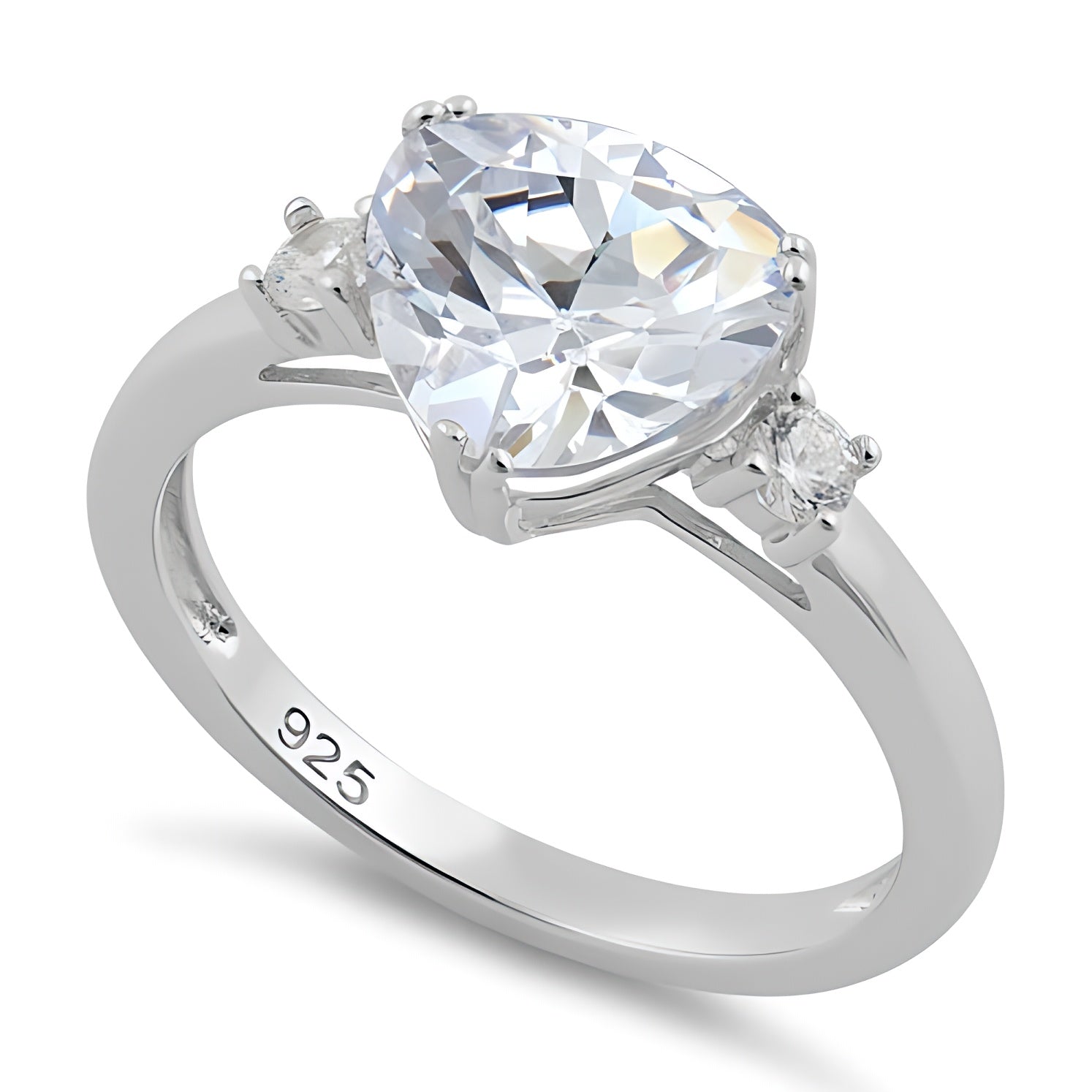 Sterling Silver Trillion Cut Clear CZ Ring for Women, Trillion Cubic Zirconia, Promise Ring Gift