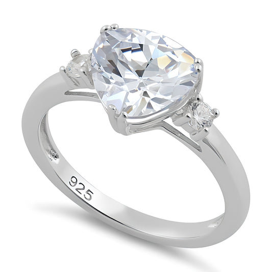Sterling Silver Trillion Cut Clear CZ Ring for Women, Trillion Cubic Zirconia, Promise Ring Gift