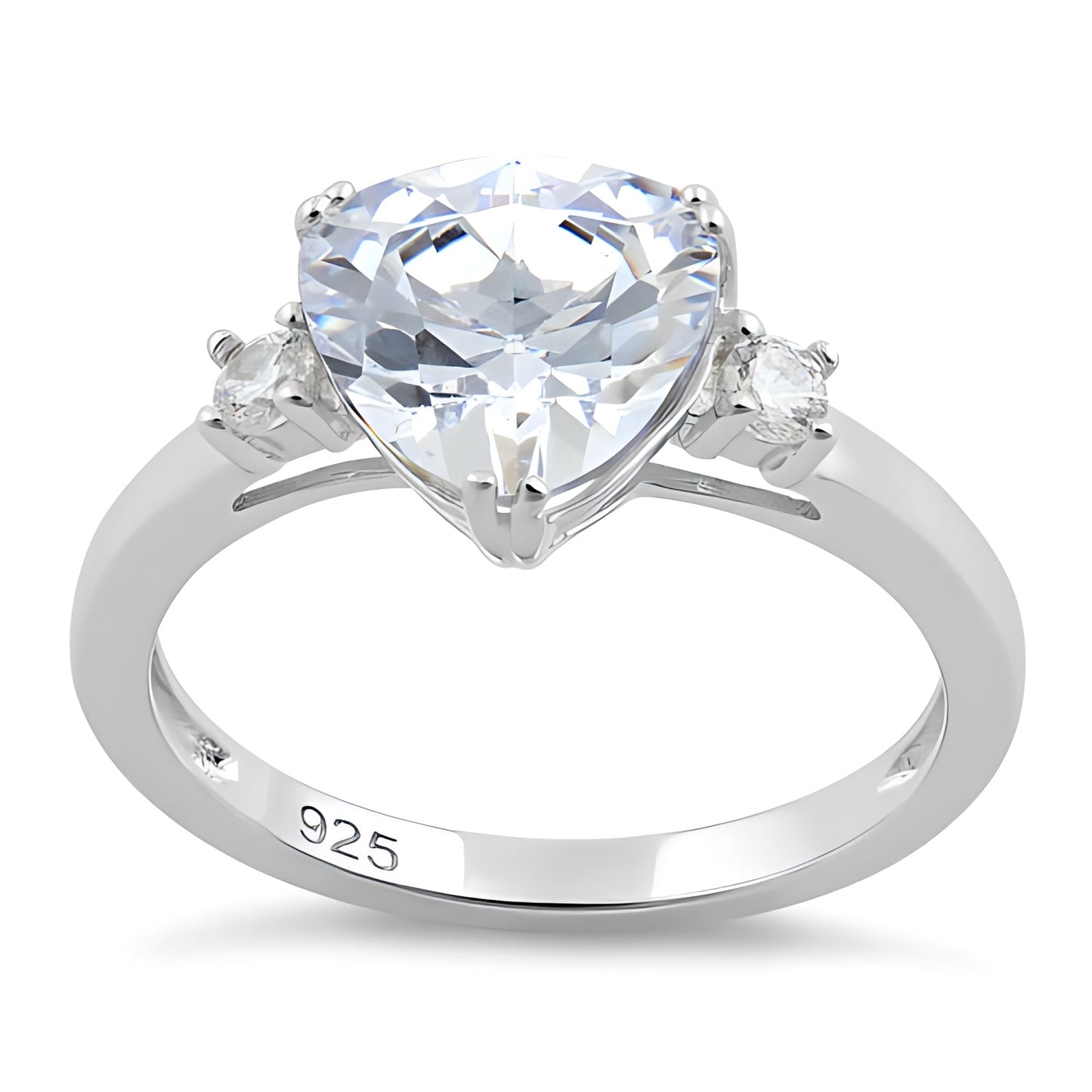 Sterling Silver Trillion Cut Clear CZ Ring for Women, Trillion Cubic Zirconia, Promise Ring Gift view 2