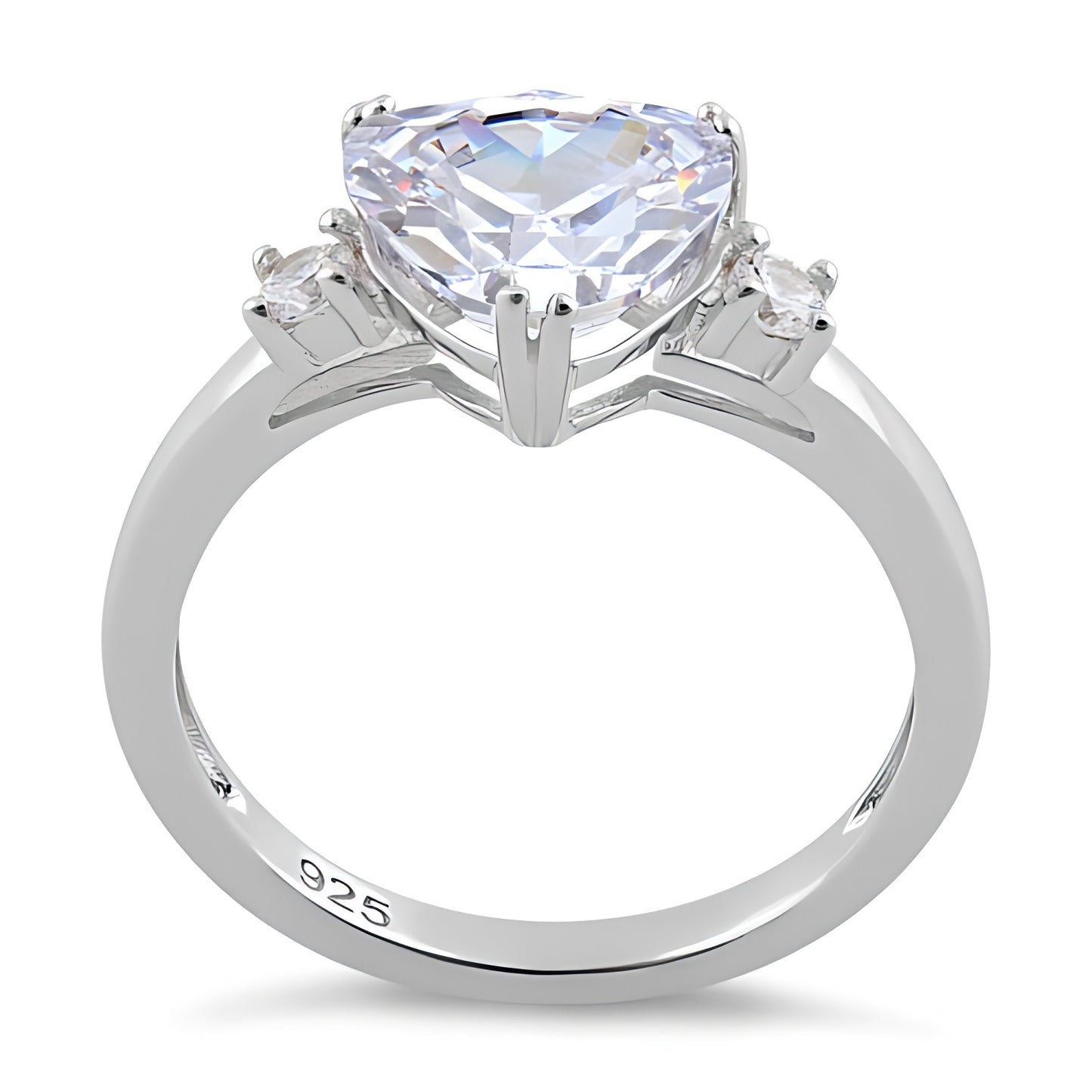 Sterling Silver Trillion Cut Clear CZ Ring for Women, Trillion Cubic Zirconia, Promise Ring Gift view 3