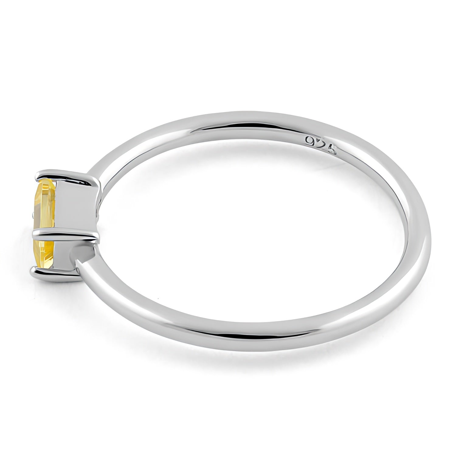 Sterling Silver Dainty Baguette Straight Yellow CZ Ring for Women, Cubic Zirconia, Promise Ring Gift view 4