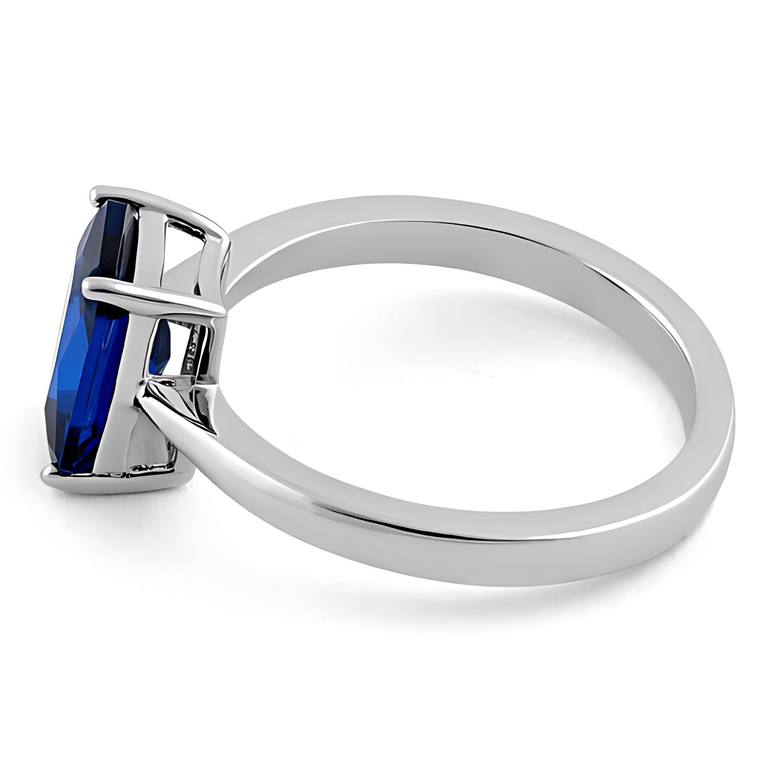 Sterling Silver Solitaire Emerald Cut Blue Spinel CZ Ring for Women, Emerald Cubic Zirconia, Promise Ring Gift view 4