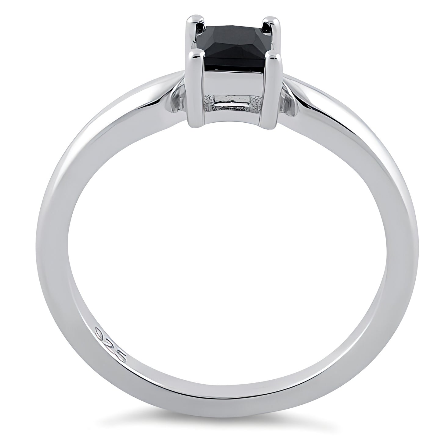 Sterling Silver Square Black CZ Ring for Women, Square Cubic Zirconia, Promise Ring Gift view 3