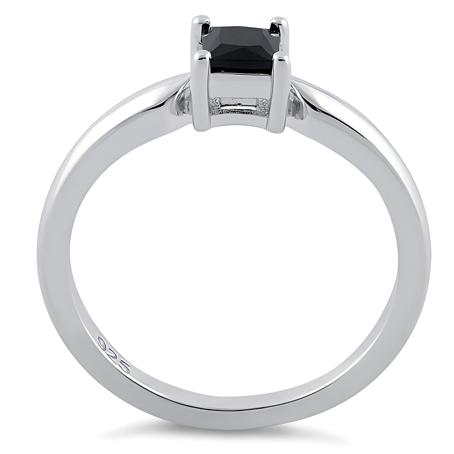 Sterling Silver Square Black CZ Ring for Women, Square Cubic Zirconia, Promise Ring Gift view 3