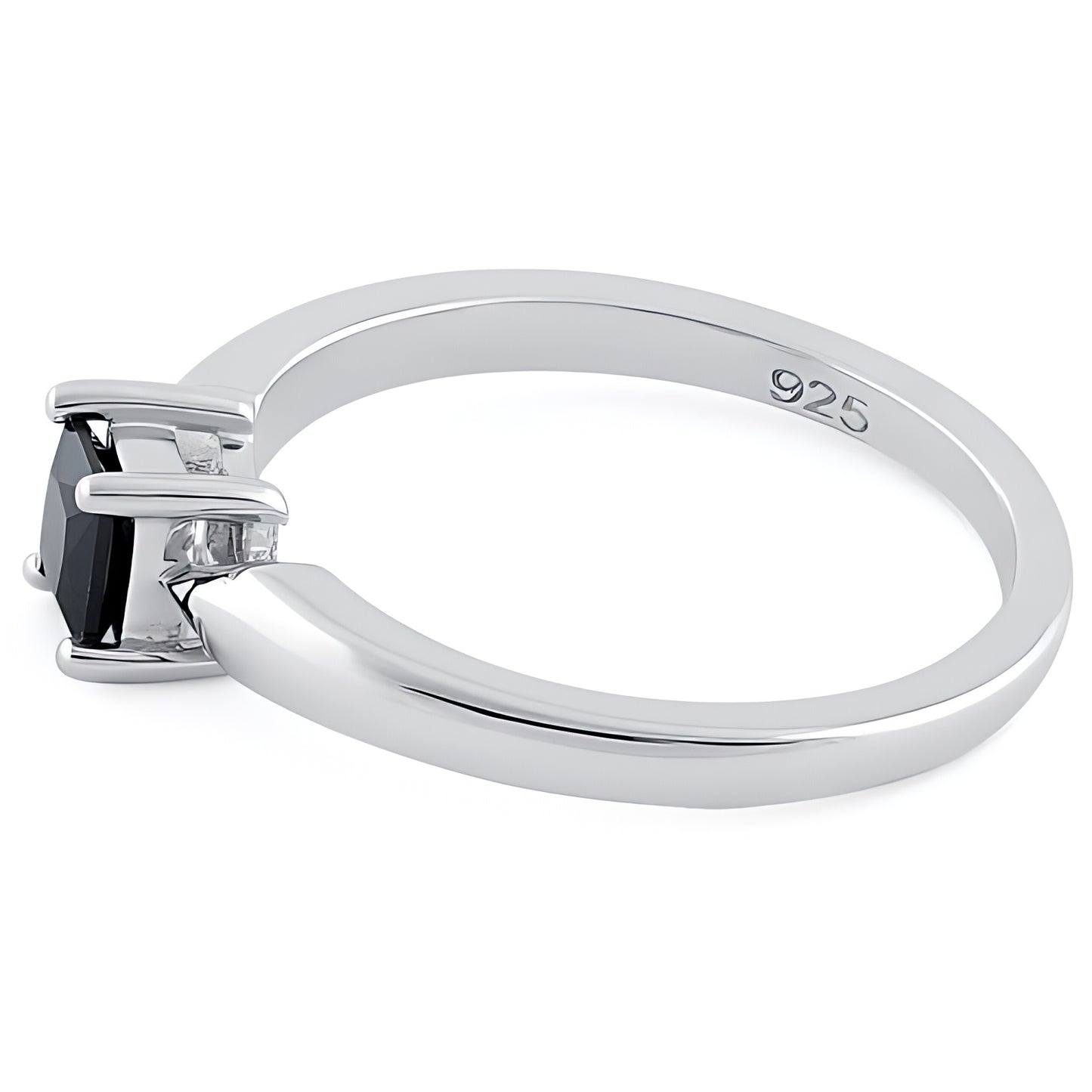 Sterling Silver Square Black CZ Ring for Women, Square Cubic Zirconia, Promise Ring Gift view 4