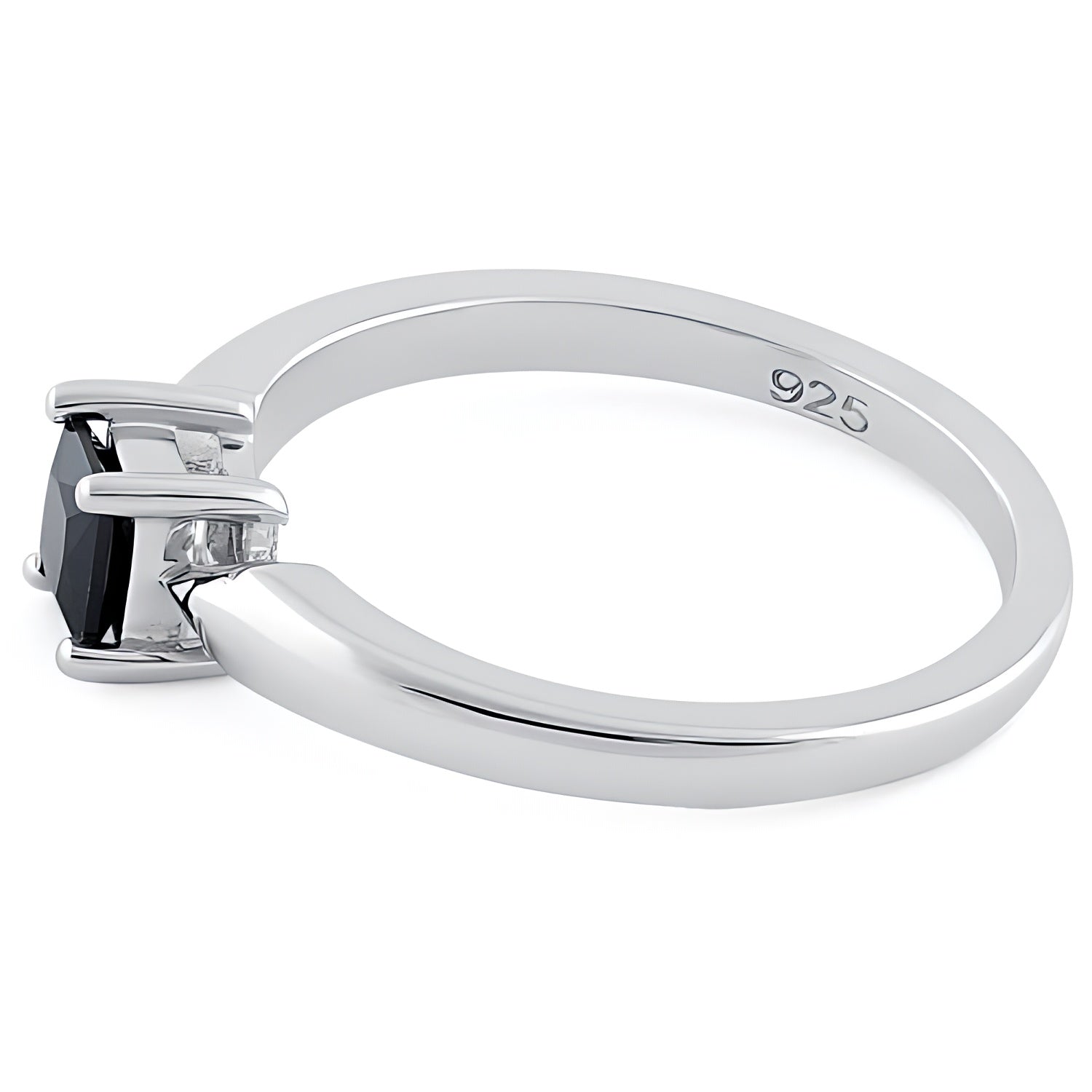 Sterling Silver Square Black CZ Ring for Women, Square Cubic Zirconia, Promise Ring Gift view 4