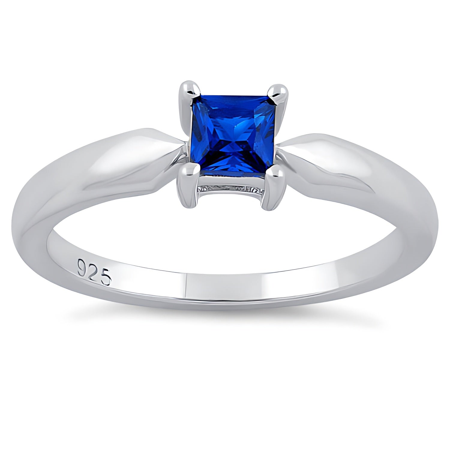 Sterling Silver Square Blue Spinel CZ Ring for Women, Square Cubic Zirconia, Promise Ring Gift view 2