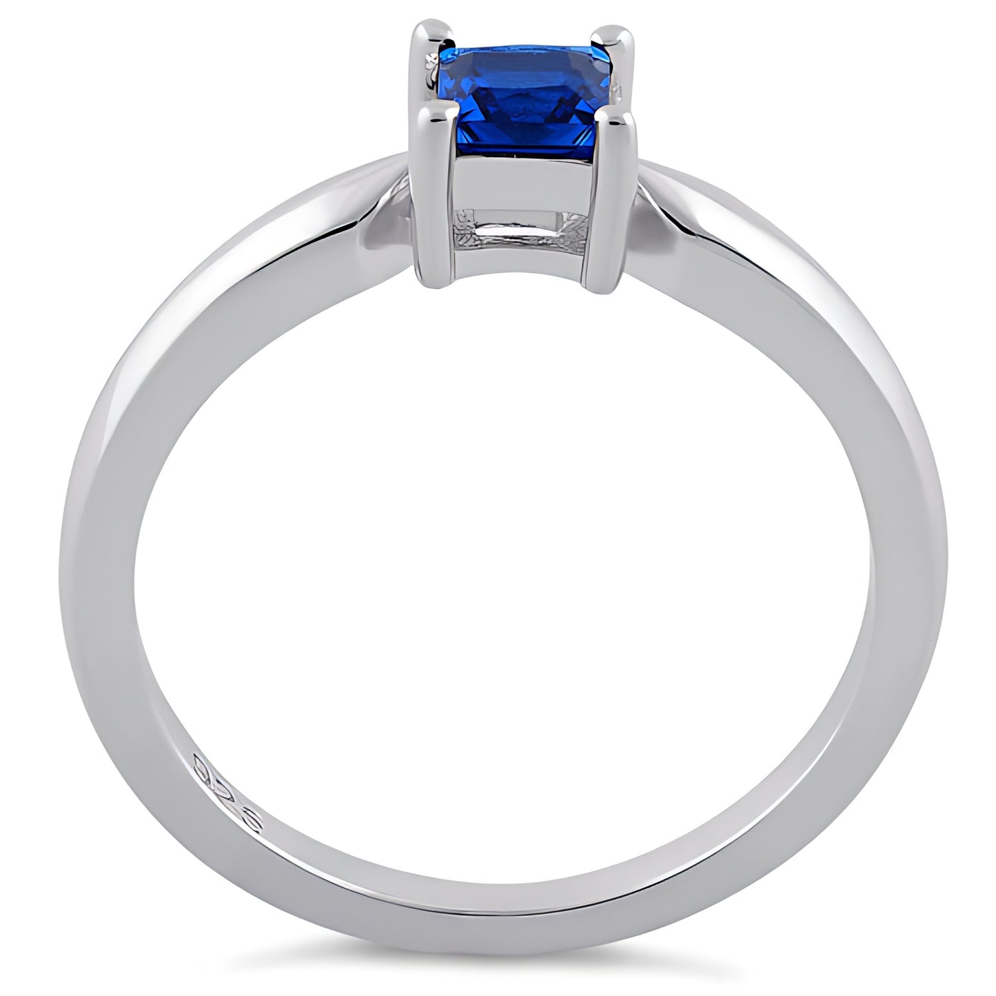 Sterling Silver Square Blue Spinel CZ Ring for Women, Square Cubic Zirconia, Promise Ring Gift view 3