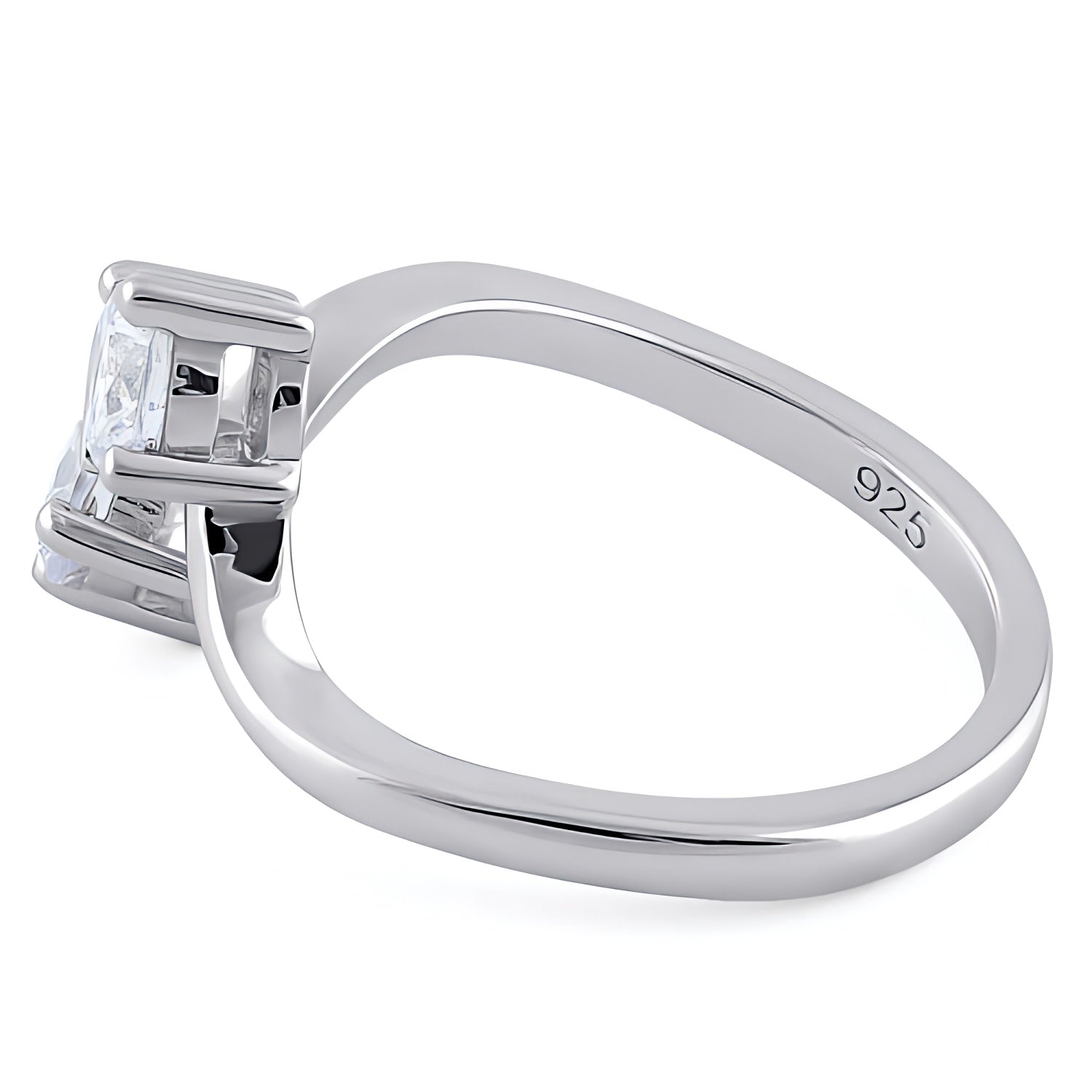 Sterling Silver Dual Round Cut Clear CZ Ring for Women, Round Cubic Zirconia, Promise Ring Gift view 4