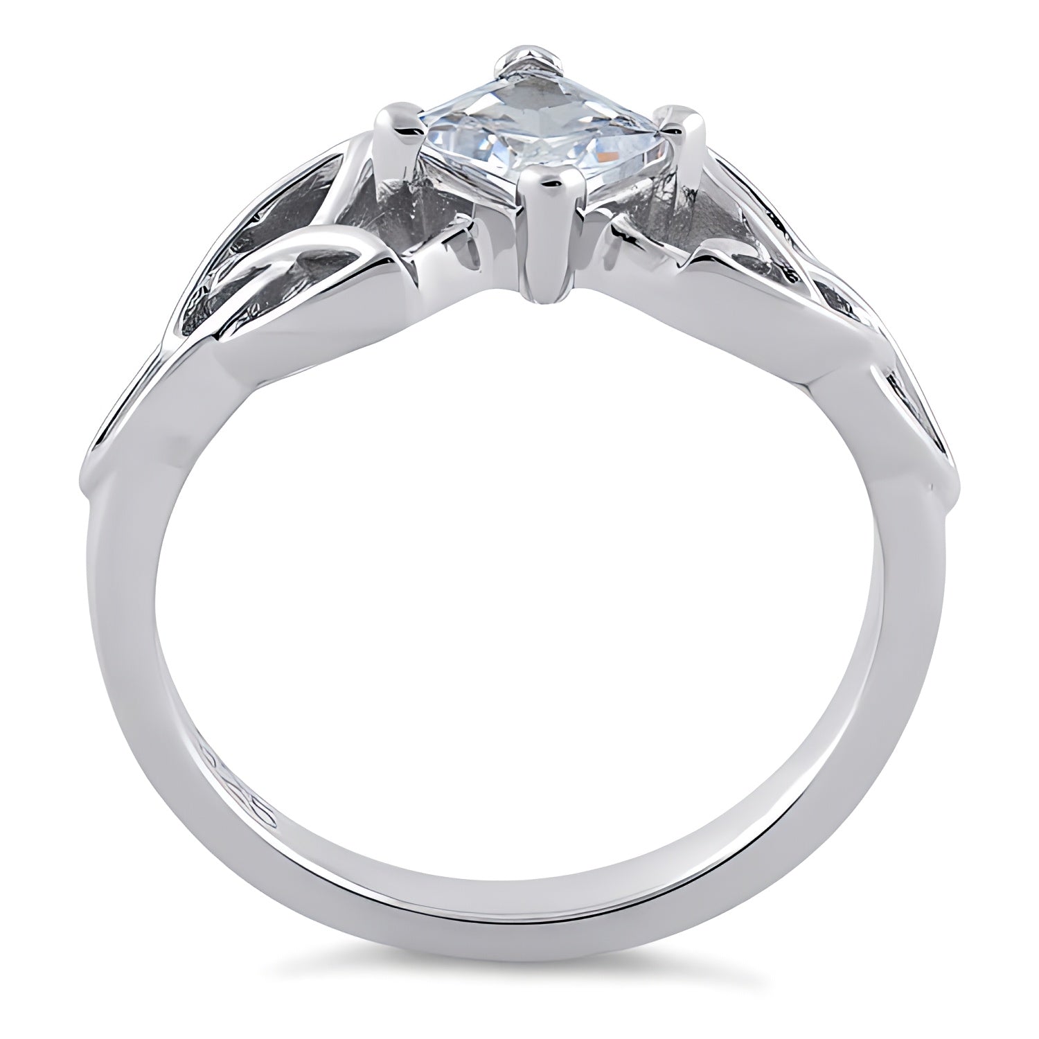Sterling Silver Celtic Princess Cut Clear CZ Ring for Women, Princess Cubic Zirconia, Promise Ring Gift view 3