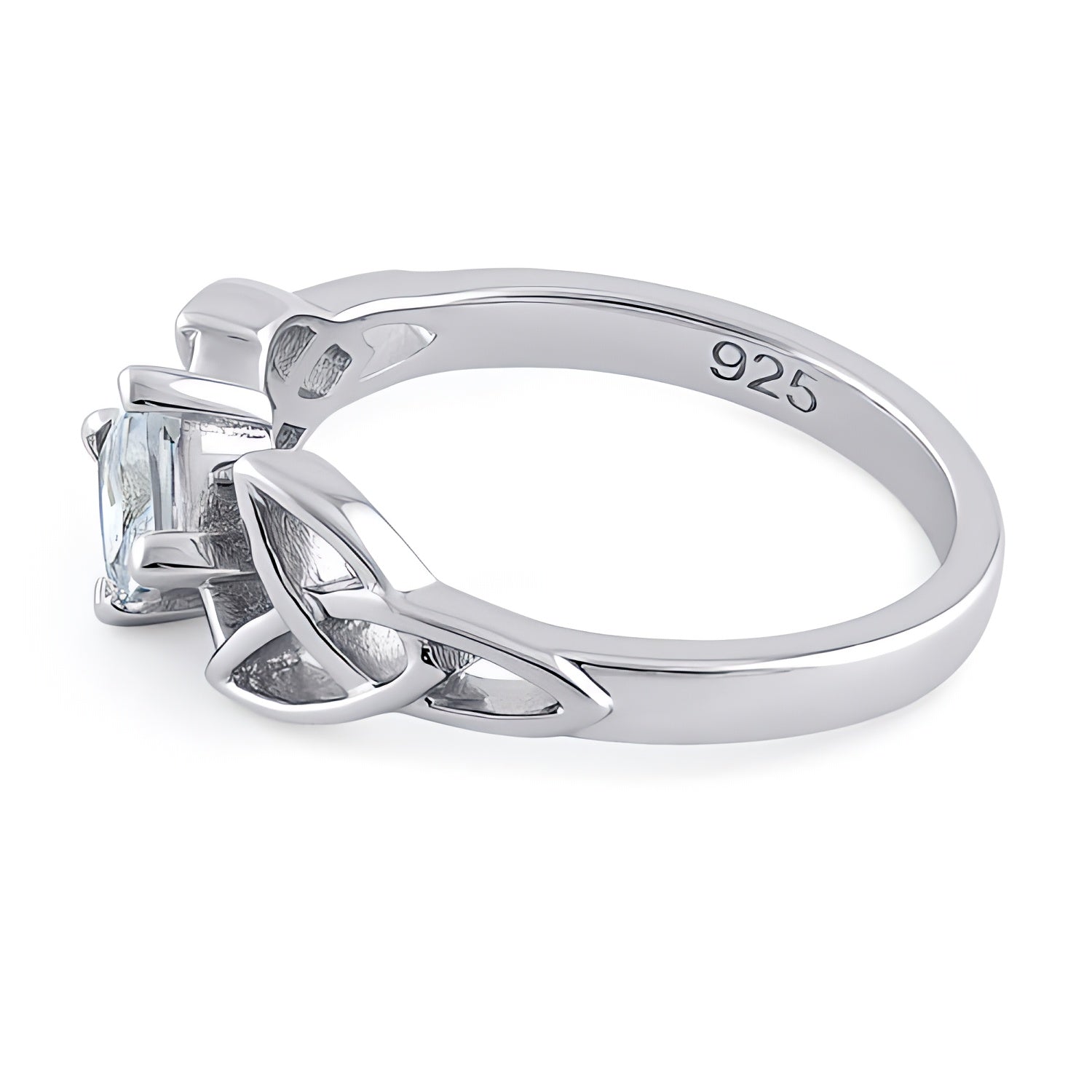 Sterling Silver Celtic Princess Cut Clear CZ Ring for Women, Princess Cubic Zirconia, Promise Ring Gift view 4