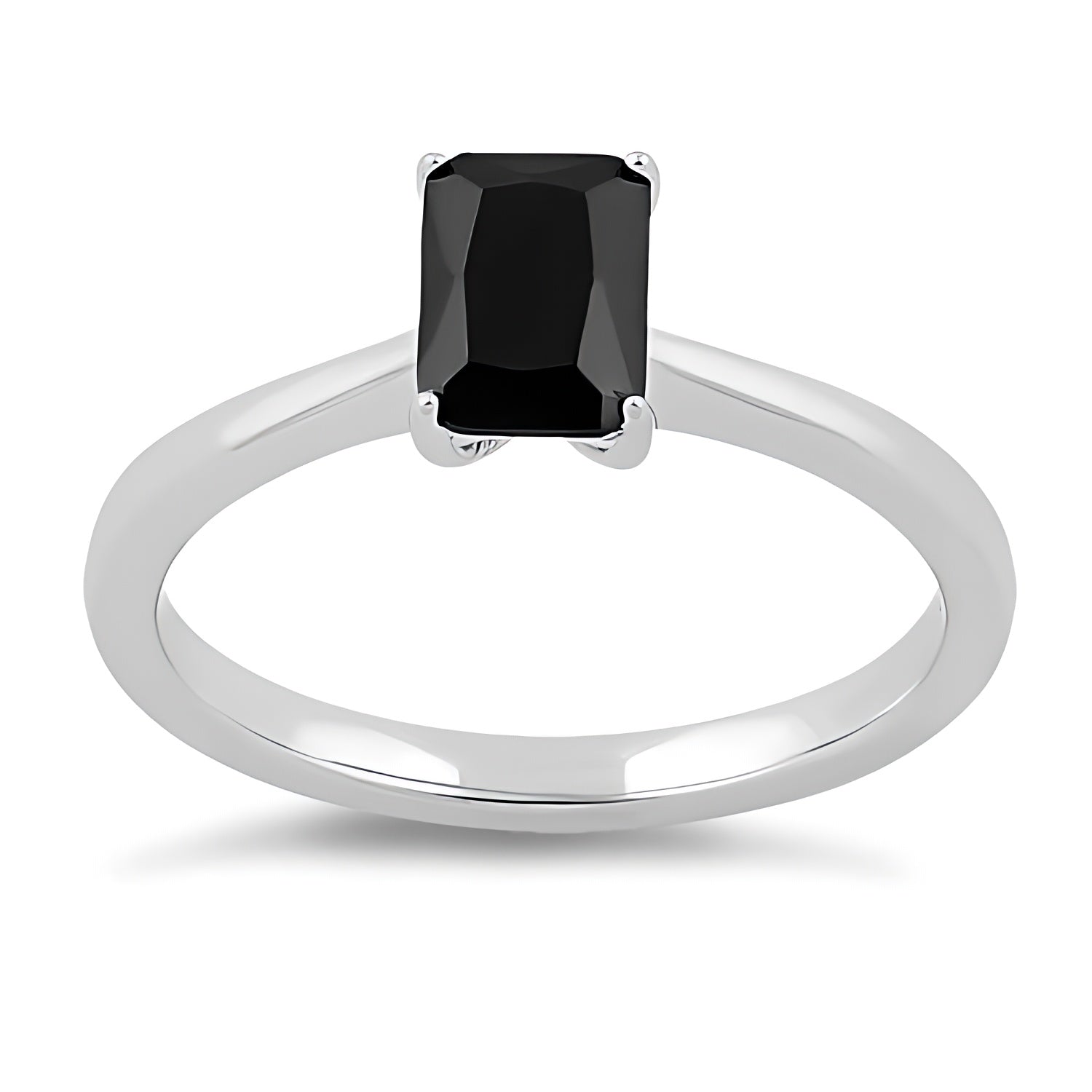 Sterling Silver Black Radiant Cut CZ Ring for Women, Cubic Zirconia, Promise Ring Gift view 2