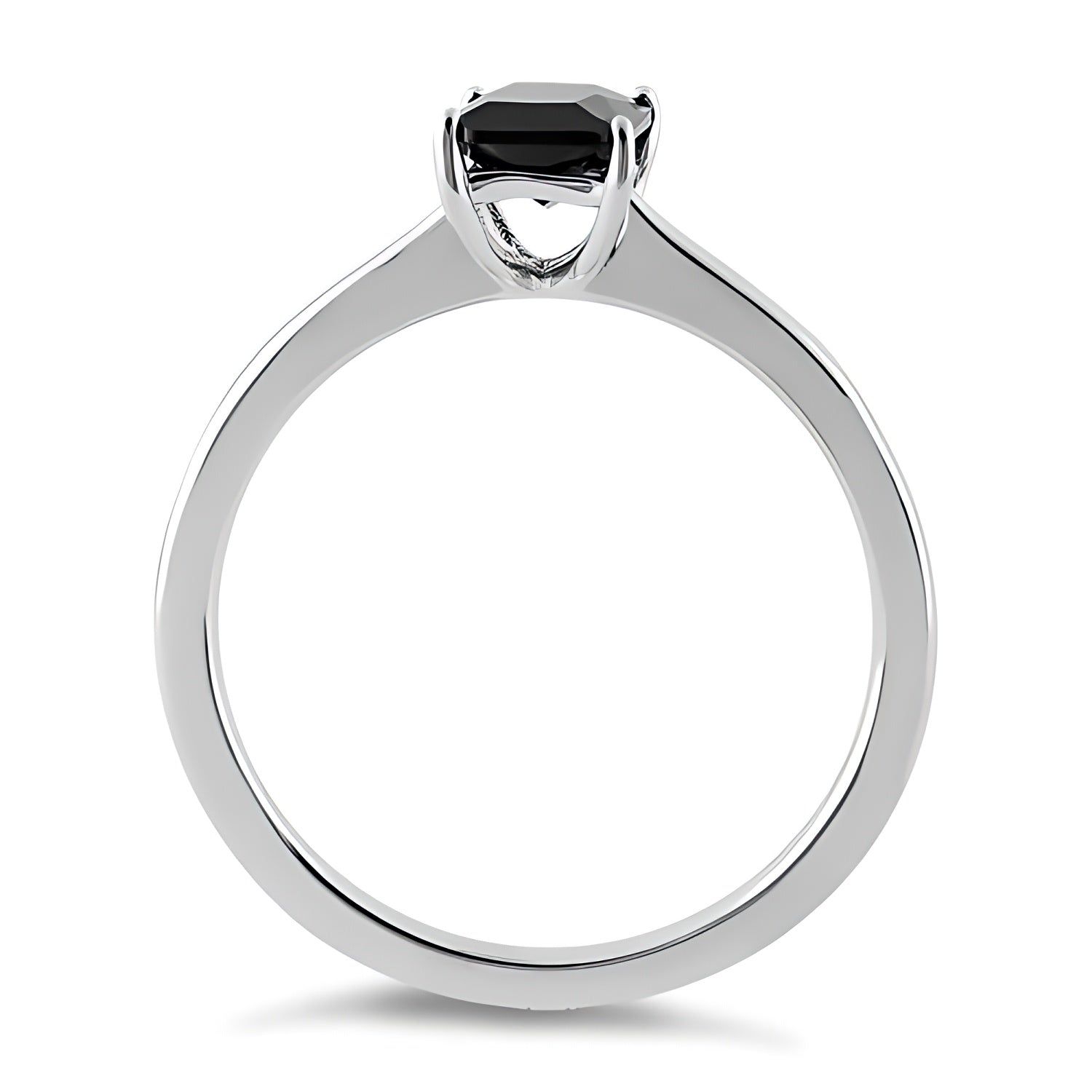 Sterling Silver Black Radiant Cut CZ Ring for Women, Cubic Zirconia, Promise Ring Gift view 3