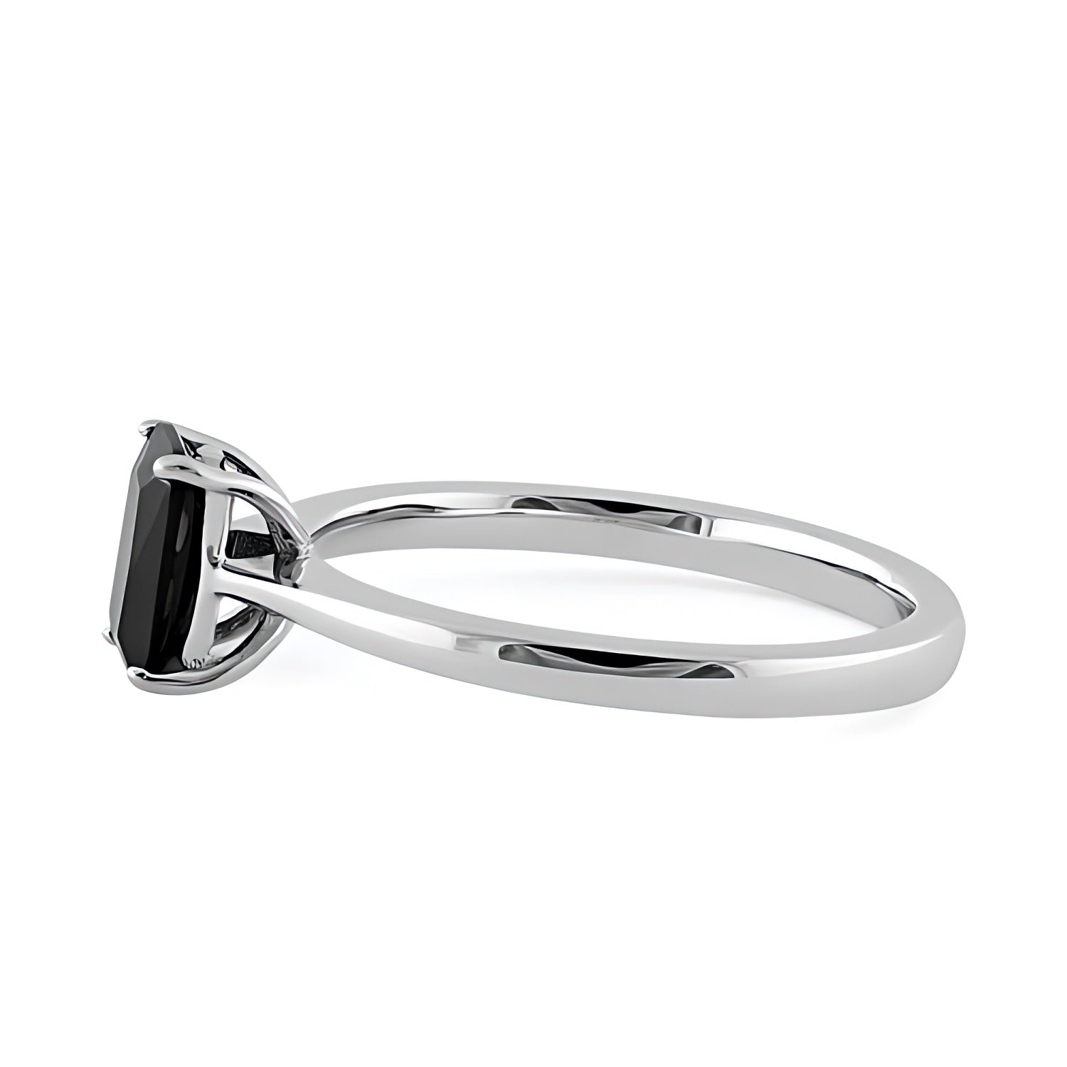 Sterling Silver Black Radiant Cut CZ Ring for Women, Cubic Zirconia, Promise Ring Gift view 4
