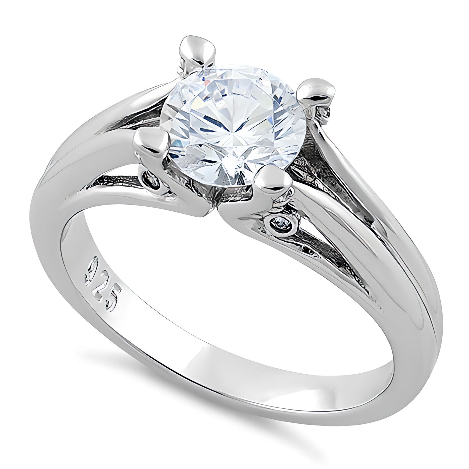 Sterling Silver Round Clear CZ Ring for Women, Round Cubic Zirconia, Promise Ring Gift