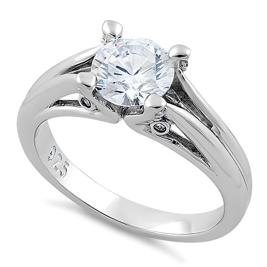Sterling Silver Round Clear CZ Ring for Women, Round Cubic Zirconia, Promise Ring Gift