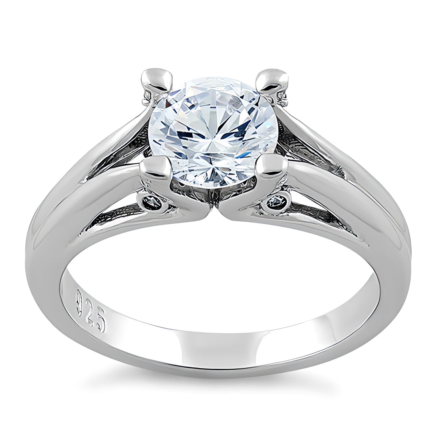 Sterling Silver Round Clear CZ Ring for Women, Round Cubic Zirconia, Promise Ring Gift view 2