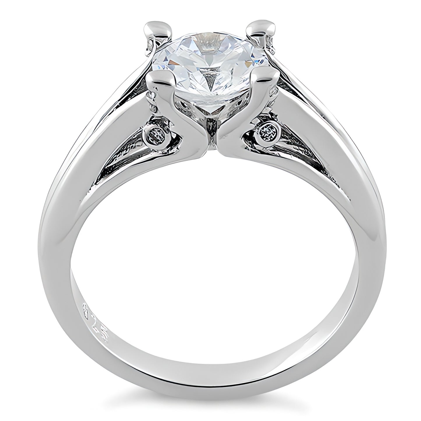 Sterling Silver Round Clear CZ Ring for Women, Round Cubic Zirconia, Promise Ring Gift view 3