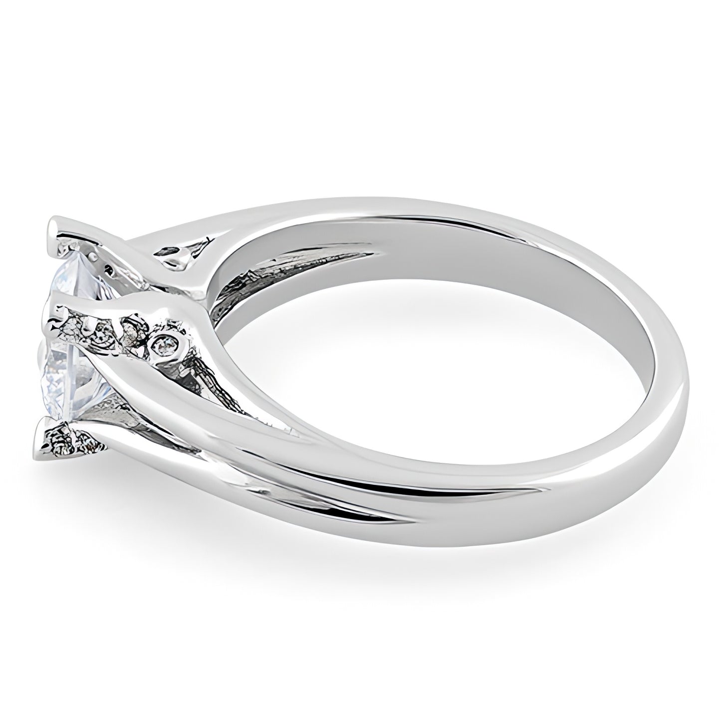 Sterling Silver Round Clear CZ Ring for Women, Round Cubic Zirconia, Promise Ring Gift view 4
