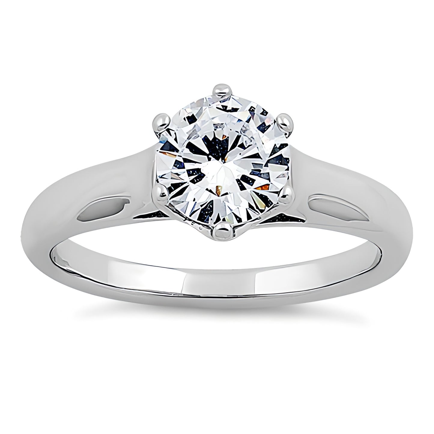 Sterling Silver Solitaire Round Clear CZ Engagement Ring for Women, Round Cubic Zirconia, Promise Ring Gift view 2