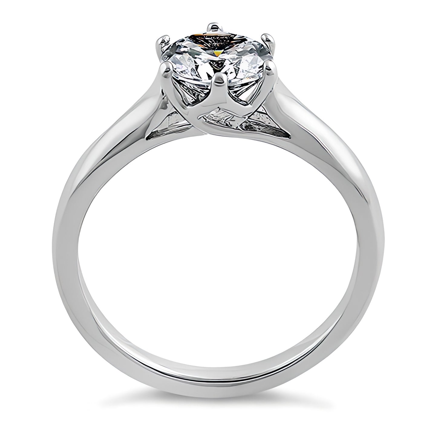 Sterling Silver Solitaire Round Clear CZ Engagement Ring for Women, Round Cubic Zirconia, Promise Ring Gift view 3