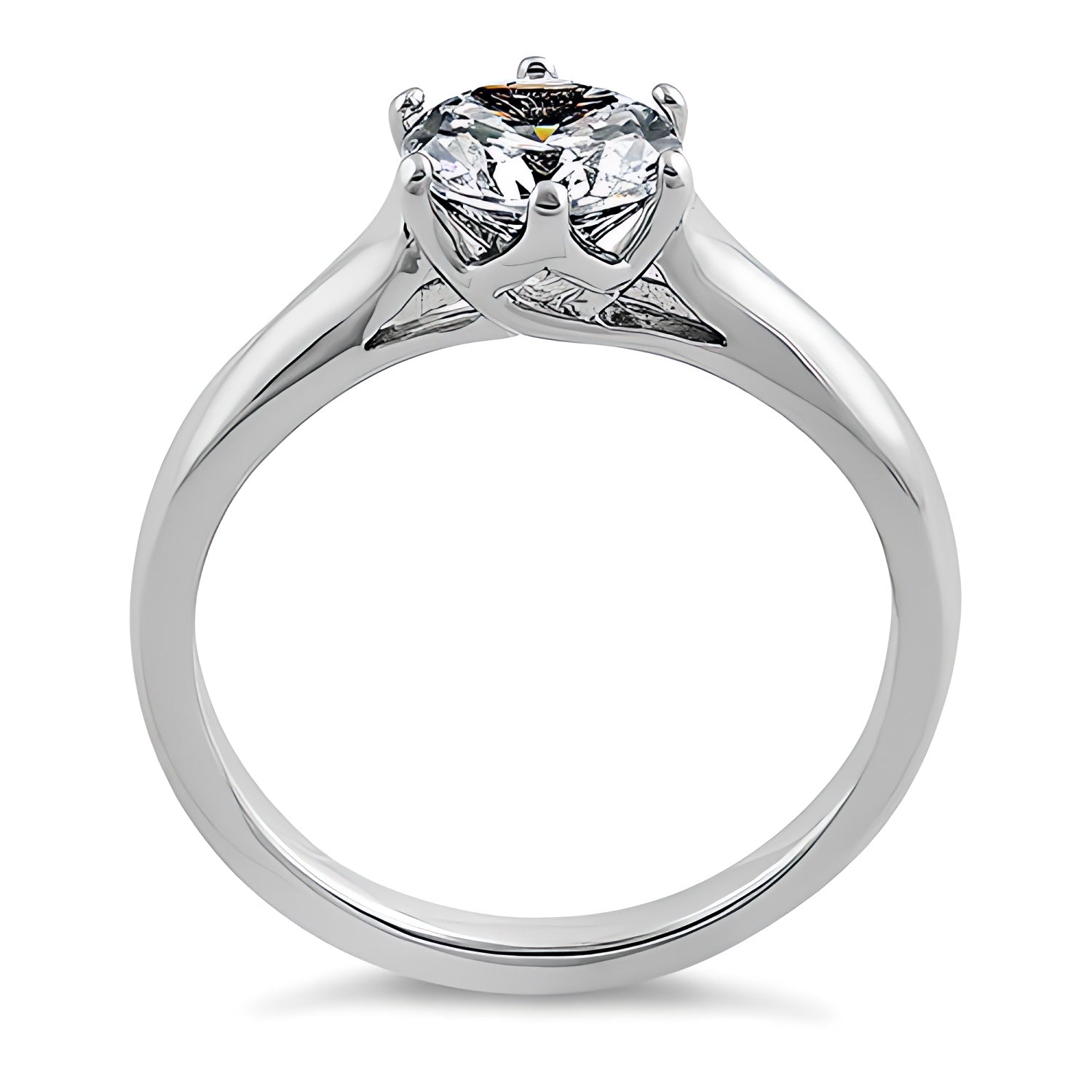 Sterling Silver Solitaire Round Clear CZ Engagement Ring for Women, Round Cubic Zirconia, Promise Ring Gift view 3