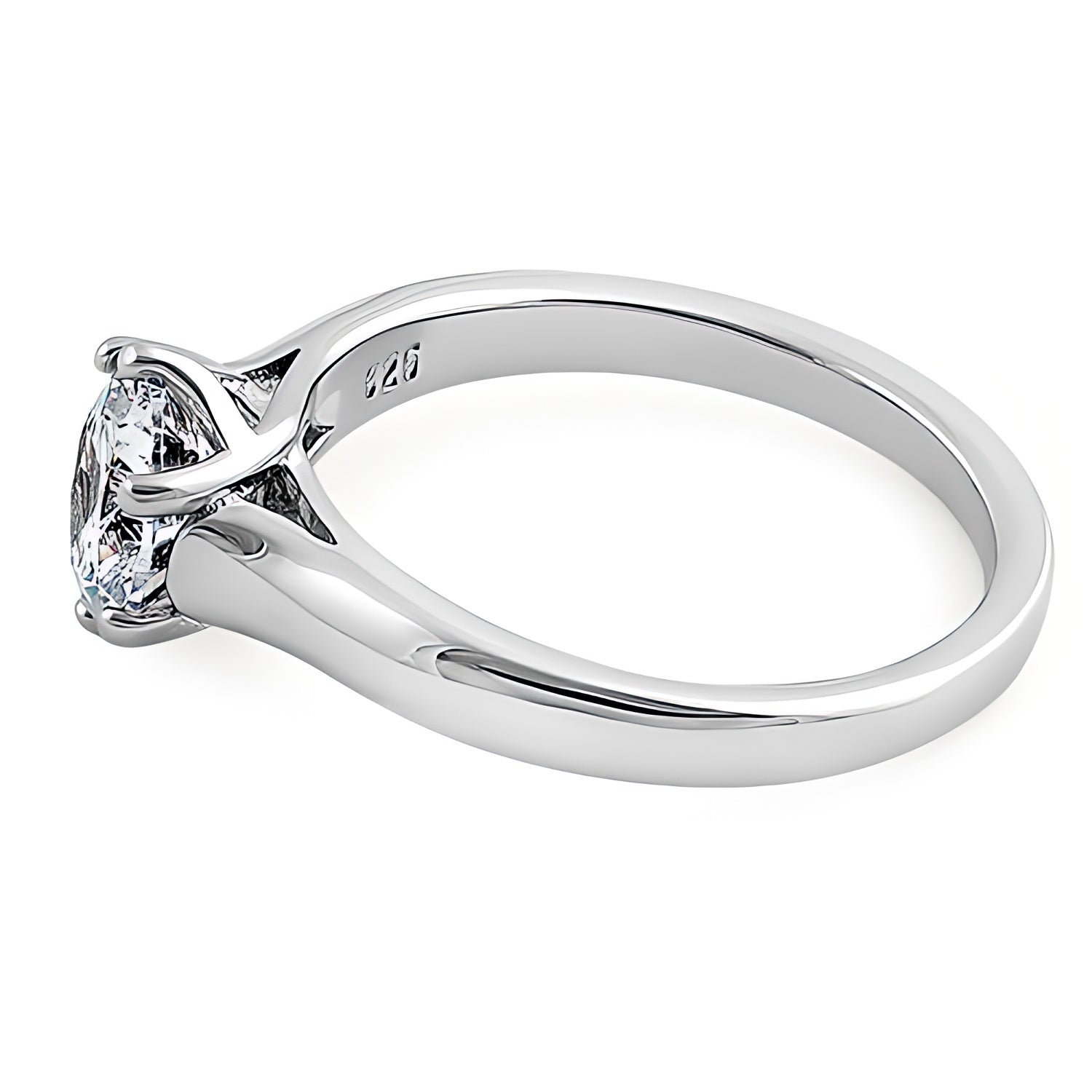 Sterling Silver Solitaire Round Clear CZ Engagement Ring for Women, Round Cubic Zirconia, Promise Ring Gift view 4