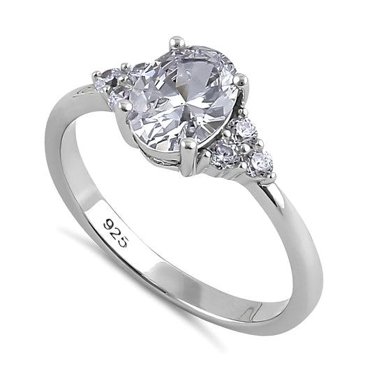 Sterling Silver Clear Oval CZ Engagement Ring for Women, Oval Cubic Zirconia, Promise Ring Gift