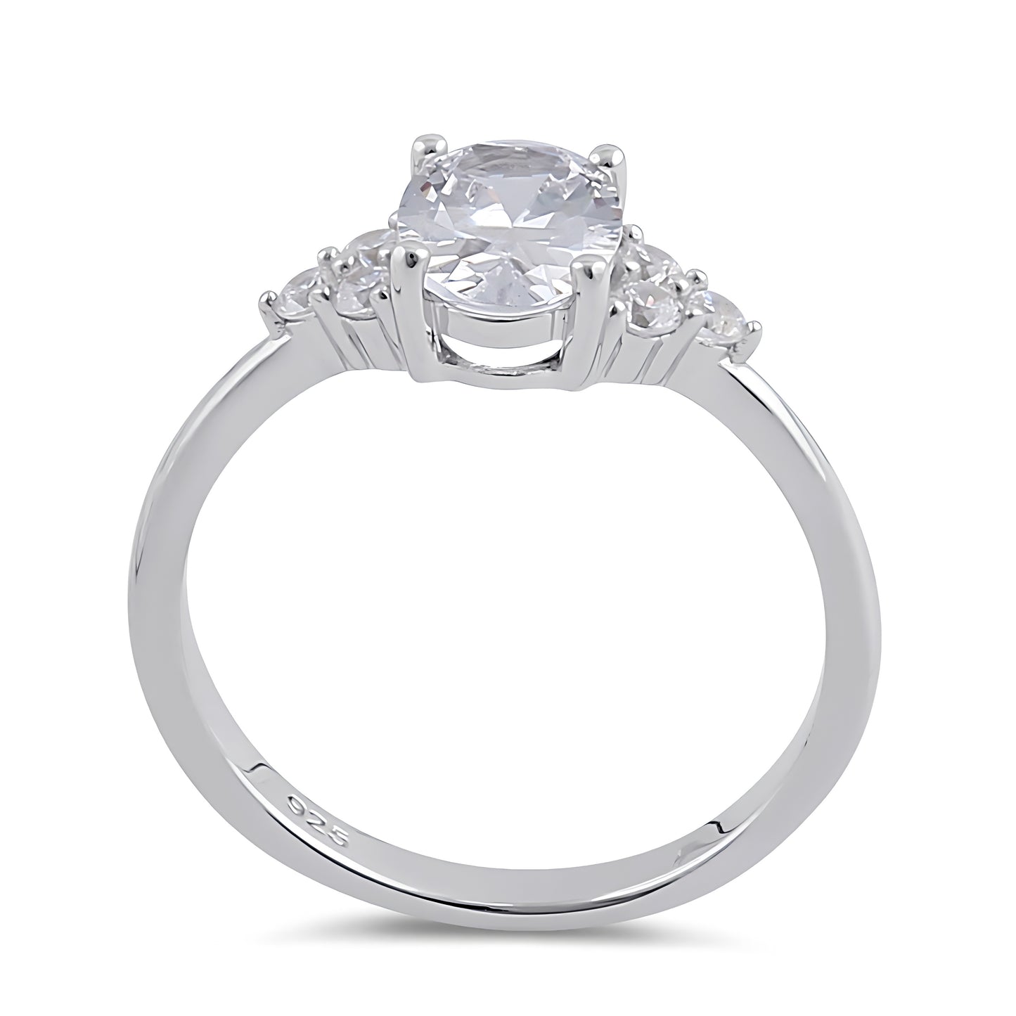 Sterling Silver Clear Oval CZ Engagement Ring for Women, Oval Cubic Zirconia, Promise Ring Gift view 3