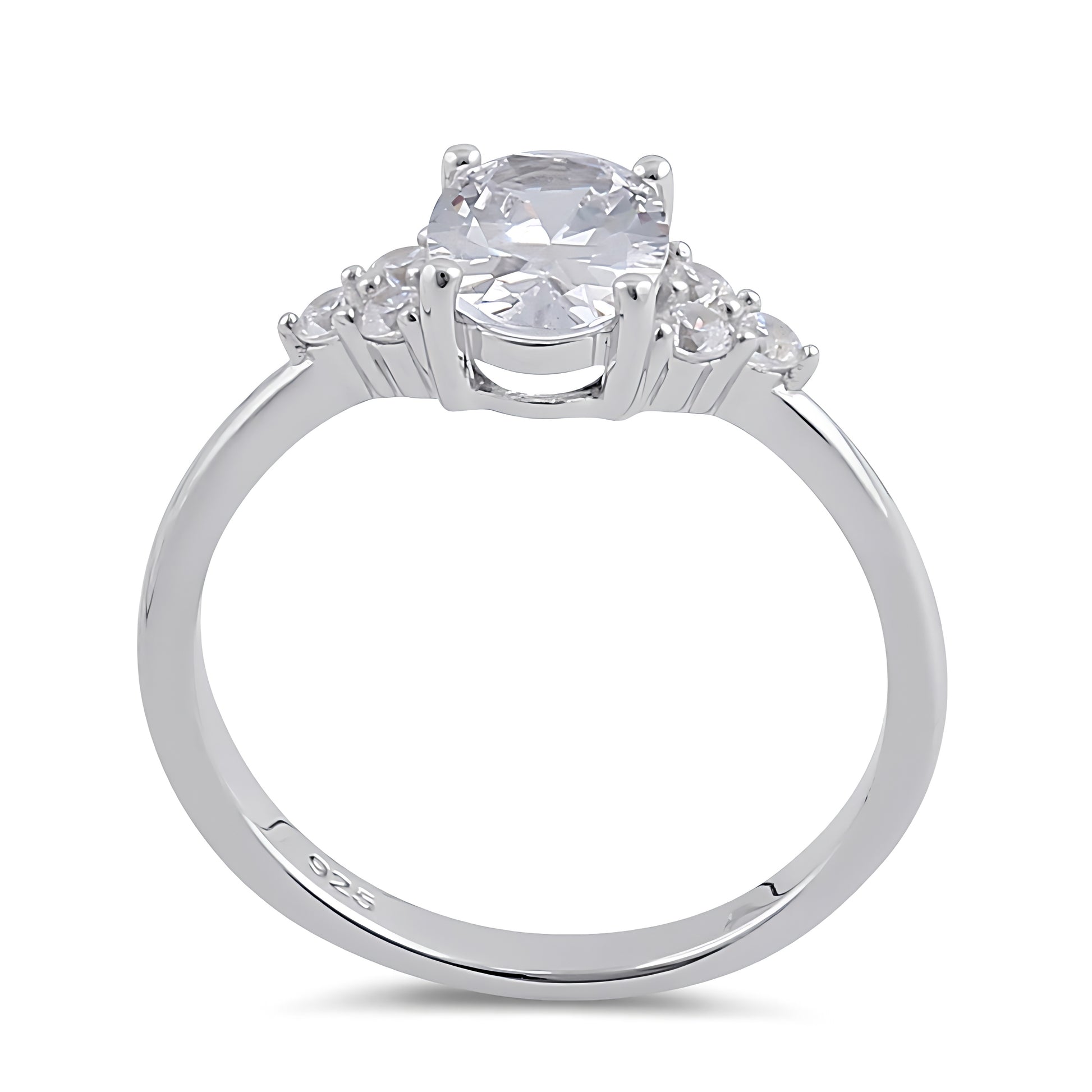 Sterling Silver Clear Oval CZ Engagement Ring for Women, Oval Cubic Zirconia, Promise Ring Gift view 3