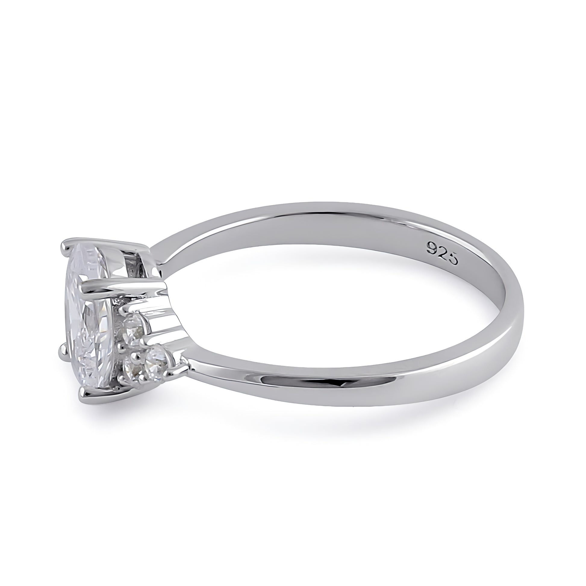 Sterling Silver Clear Oval CZ Engagement Ring for Women, Oval Cubic Zirconia, Promise Ring Gift view 4