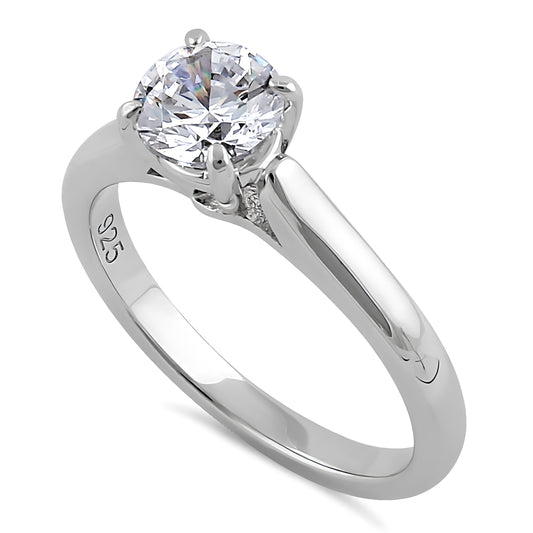 Sterling Silver 6.5mm Clear CZ Cathedral Setting Ring for Women, Cubic Zirconia, Promise Ring Gift