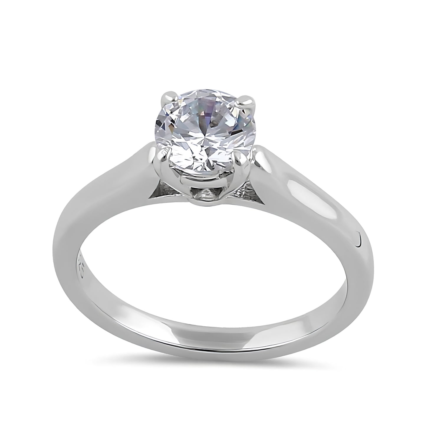 Sterling Silver 6.5mm Clear CZ Cathedral Setting Ring for Women, Cubic Zirconia, Promise Ring Gift view 2