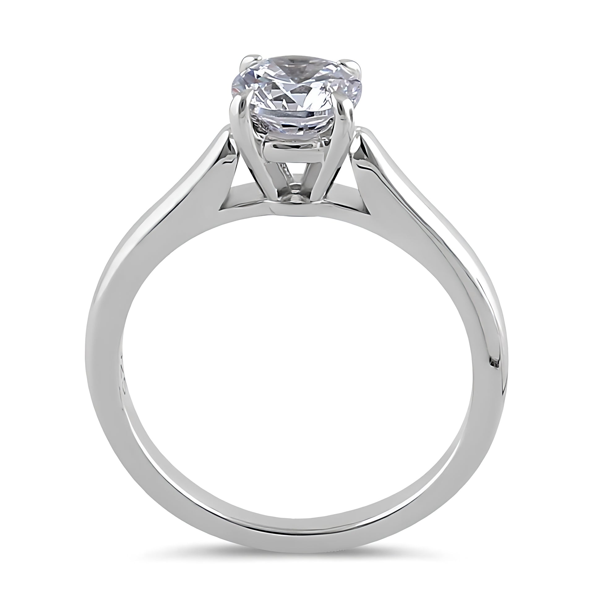 Sterling Silver 6.5mm Clear CZ Cathedral Setting Ring for Women, Cubic Zirconia, Promise Ring Gift view 3
