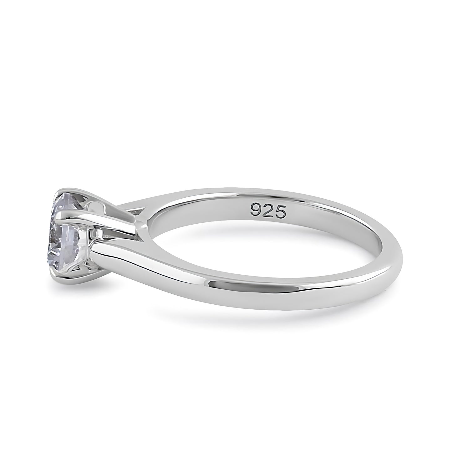 Sterling Silver 6.5mm Clear CZ Cathedral Setting Ring for Women, Cubic Zirconia, Promise Ring Gift view 4
