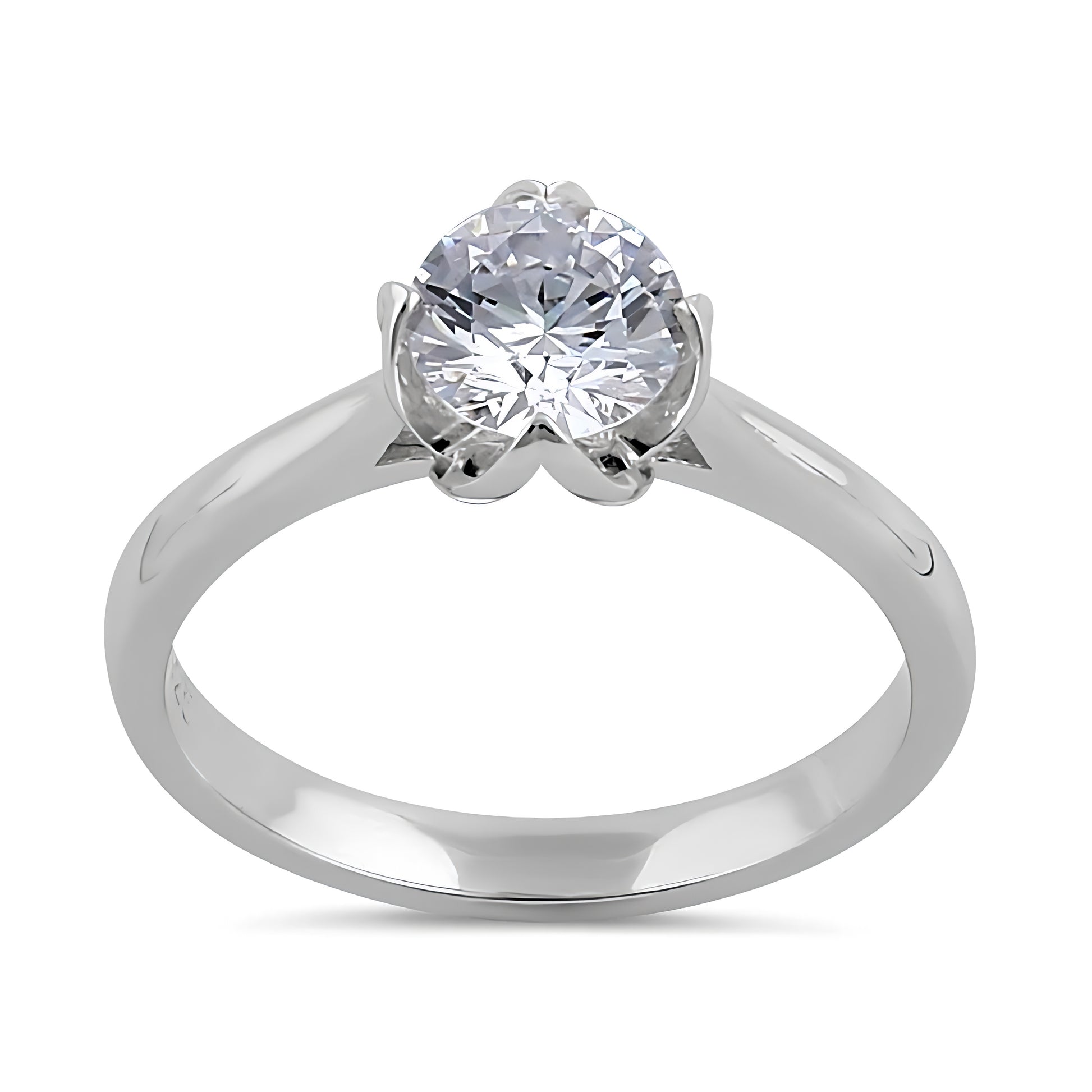 Sterling Silver 6.5mm Clear CZ Four Crossed Prong Setting Ring for Women, Cubic Zirconia, Promise Ring Gift view 2