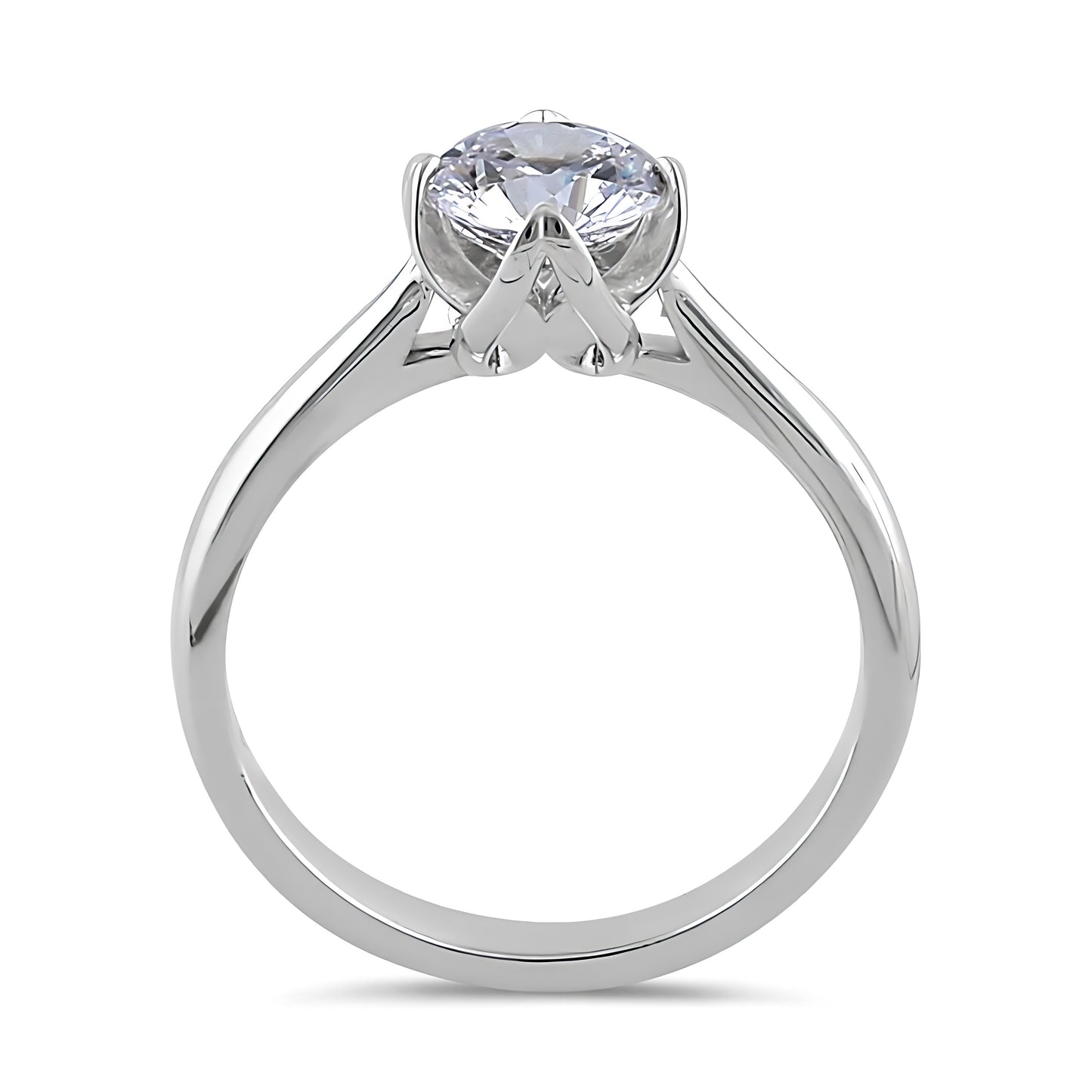 Sterling Silver 6.5mm Clear CZ Four Crossed Prong Setting Ring for Women, Cubic Zirconia, Promise Ring Gift view 3