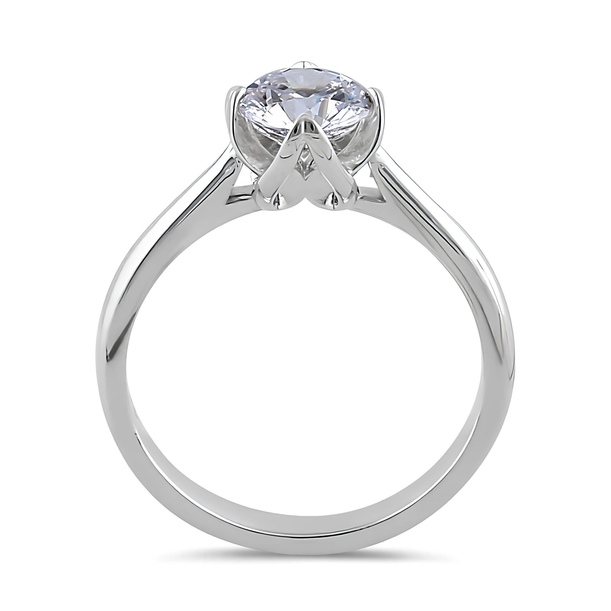 Sterling Silver 6.5mm Clear CZ Four Crossed Prong Setting Ring for Women, Cubic Zirconia, Promise Ring Gift view 3