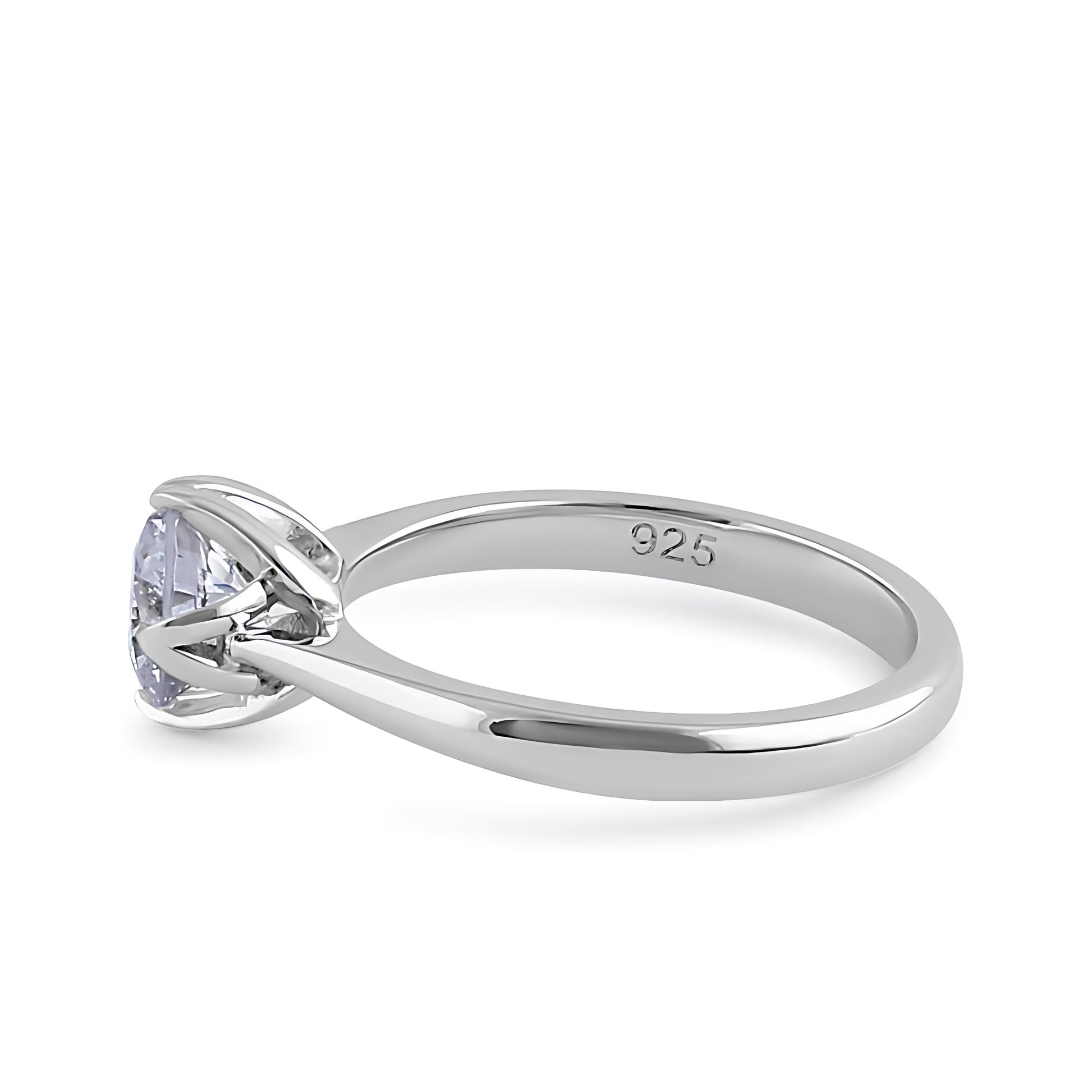 Sterling Silver 6.5mm Clear CZ Four Crossed Prong Setting Ring for Women, Cubic Zirconia, Promise Ring Gift view 4