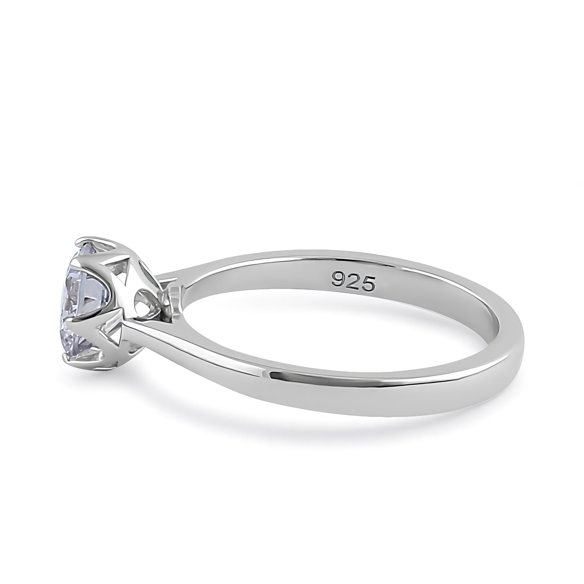 Sterling Silver 6.5mm Clear CZ Six Prong Crown Setting Ring for Women, Cubic Zirconia, Promise Ring Gift view 4